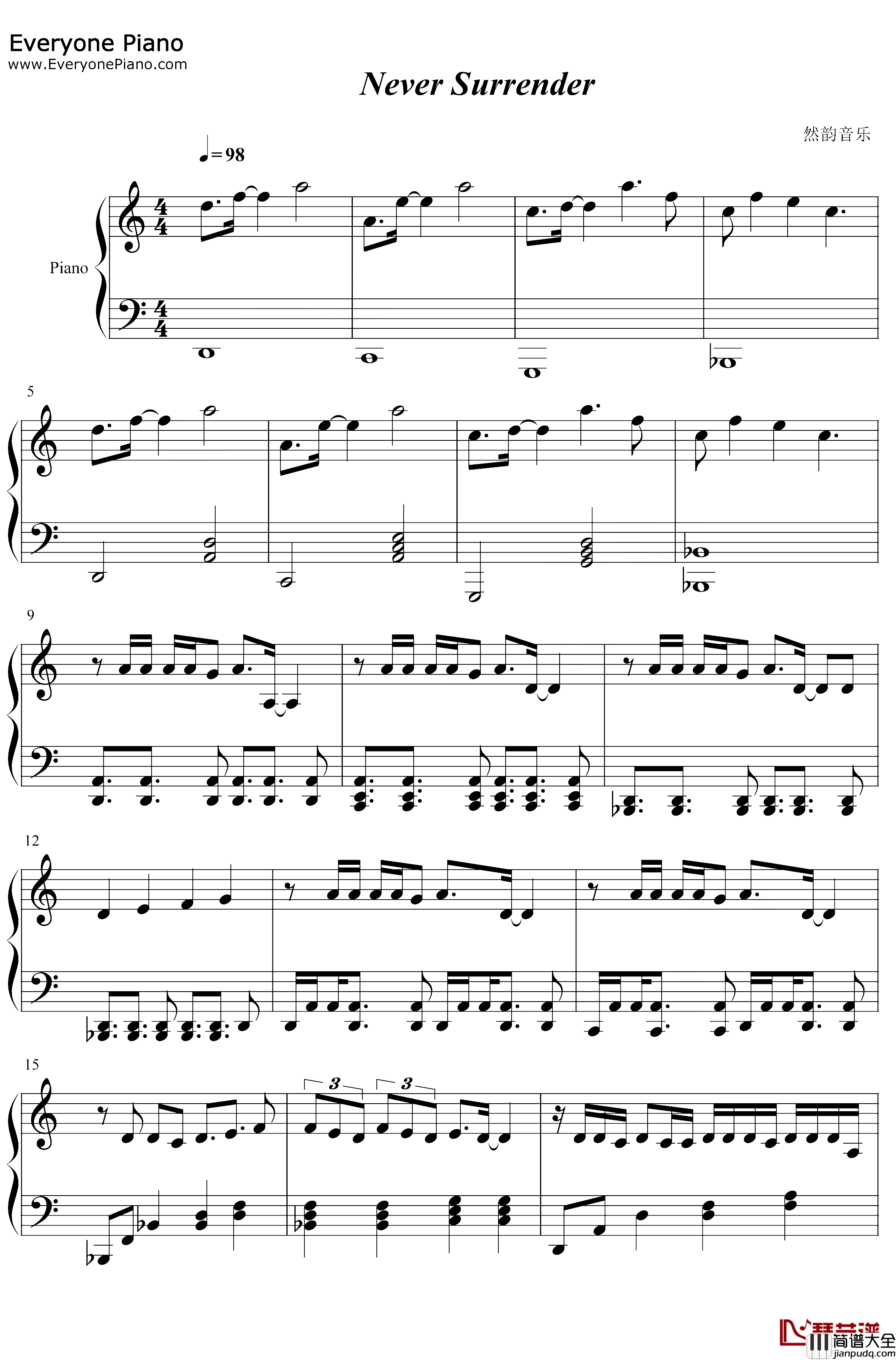 Never_Surrender钢琴谱_R1SE