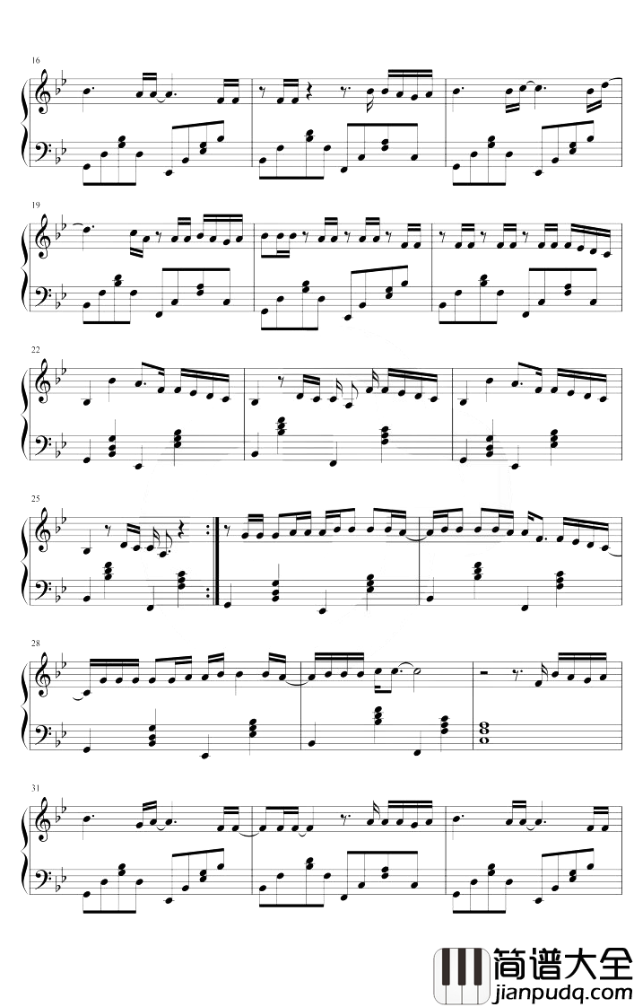 来自天堂的魔鬼钢琴谱_邓紫棋_降B调