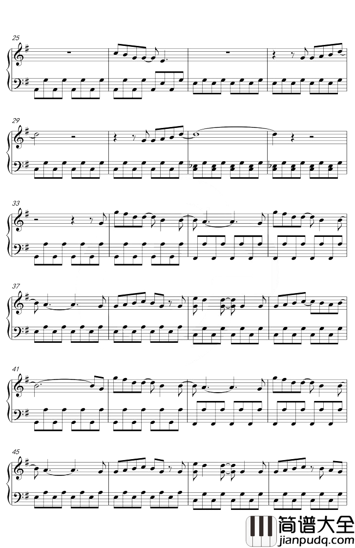 易碎的吻钢琴谱_王源_G调