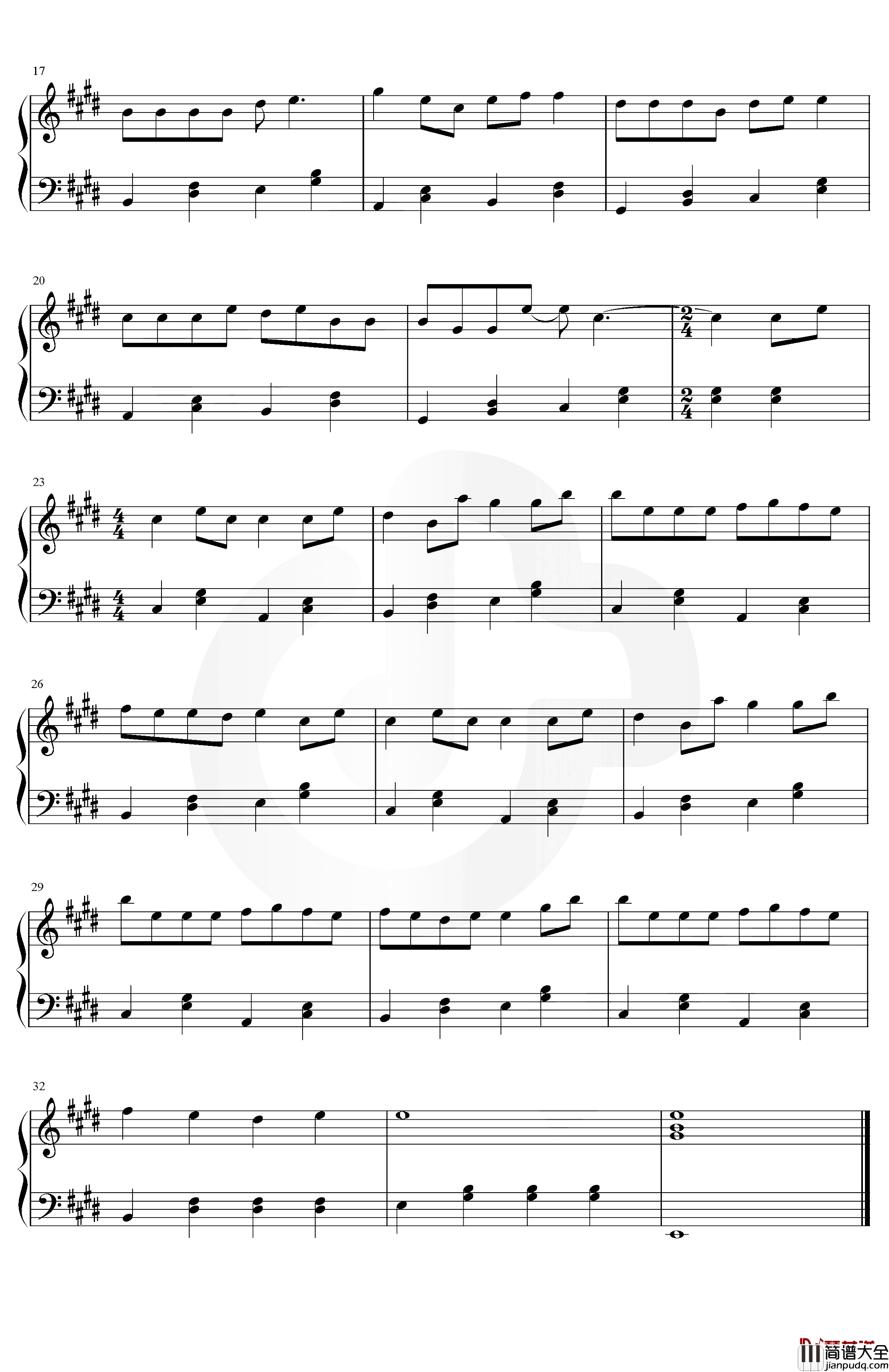 我愿意平凡的陪在你身旁钢琴谱_王七七_E调