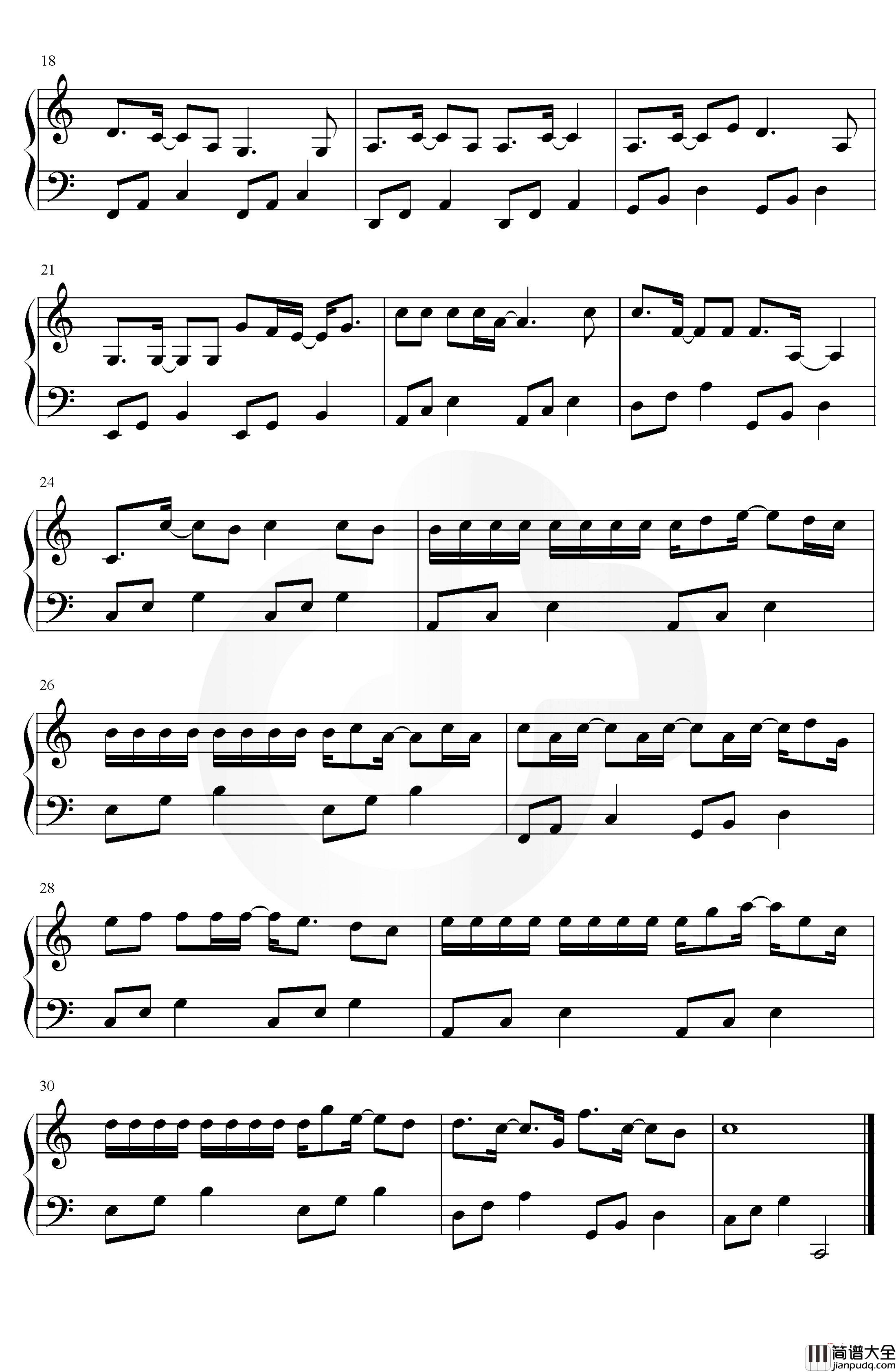 嚣张钢琴谱_en_C调