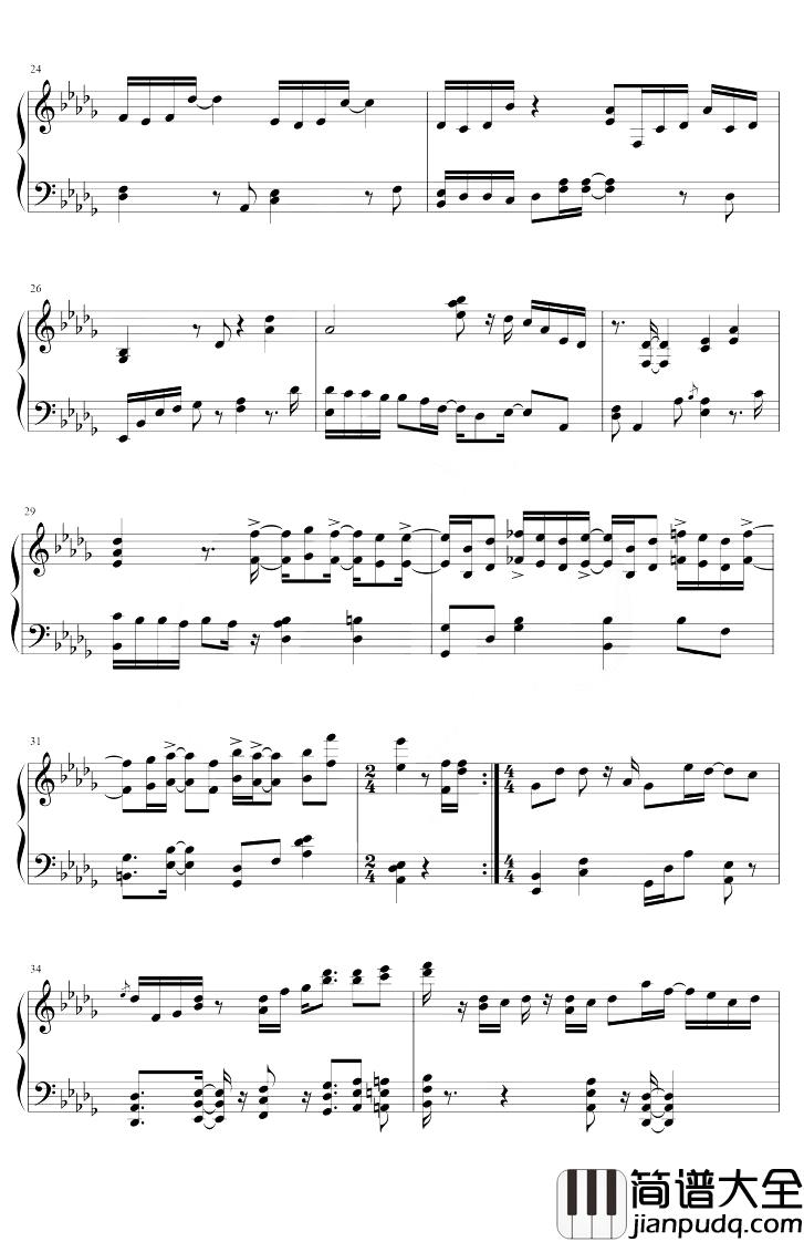 生生钢琴谱_林俊杰_降D调