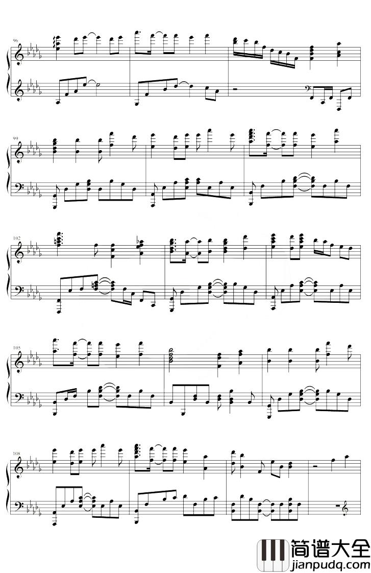 叹郁孤钢琴谱_孙霄磊_降D调