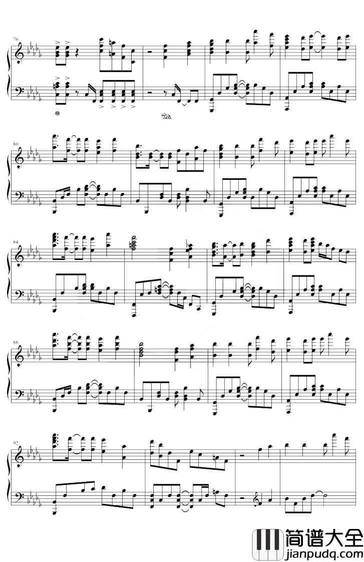 叹郁孤钢琴谱_孙霄磊_降D调