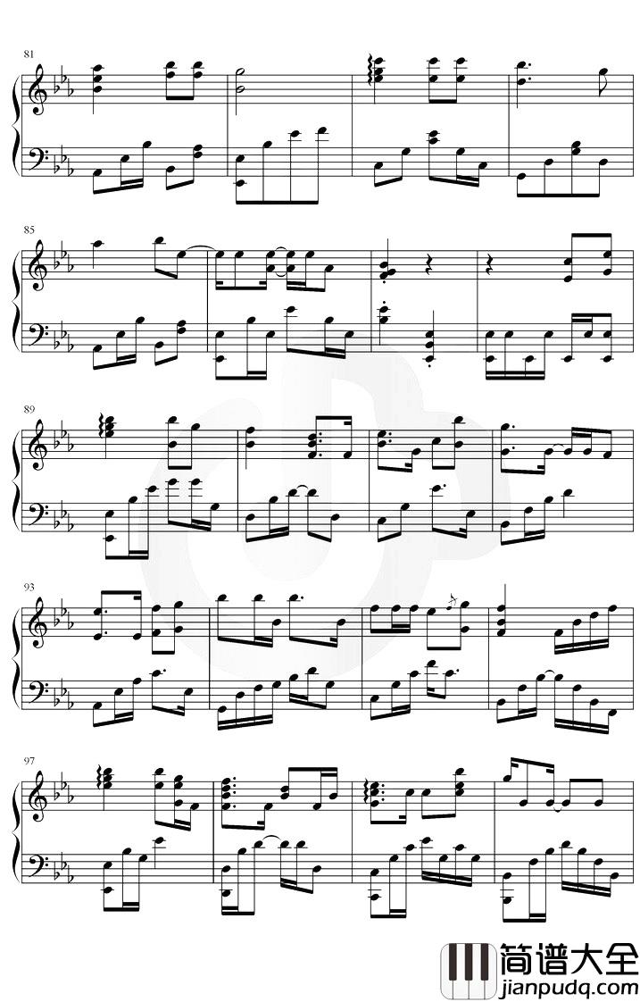 桥边姑娘钢琴谱_海伦_降E调