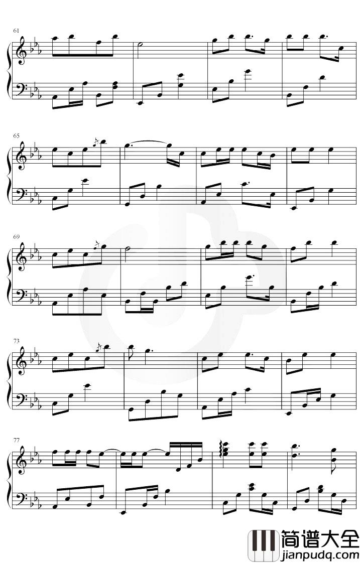 桥边姑娘钢琴谱_海伦_降E调