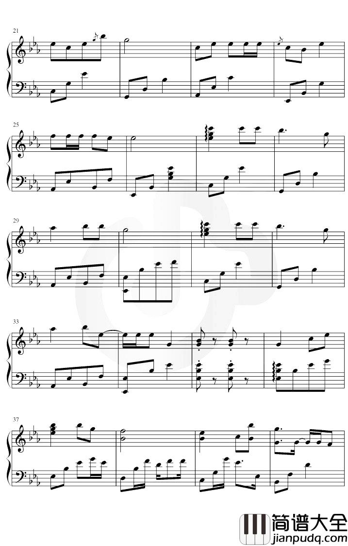 桥边姑娘钢琴谱_海伦_降E调