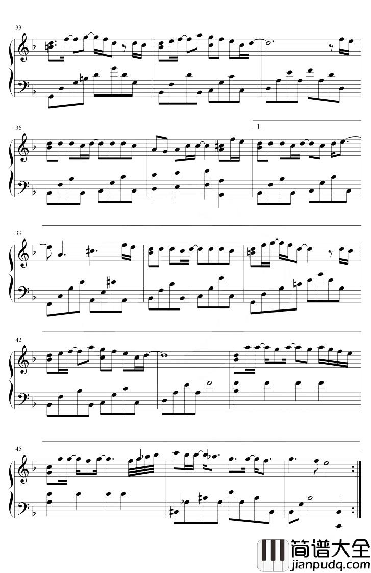 枕边人钢琴谱_胡彦斌_F调_电视剧_枕上书_插曲