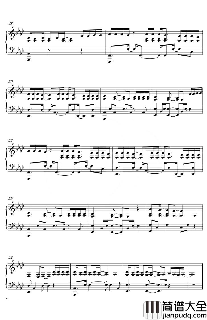 透明钢琴谱_邓紫棋_bA调