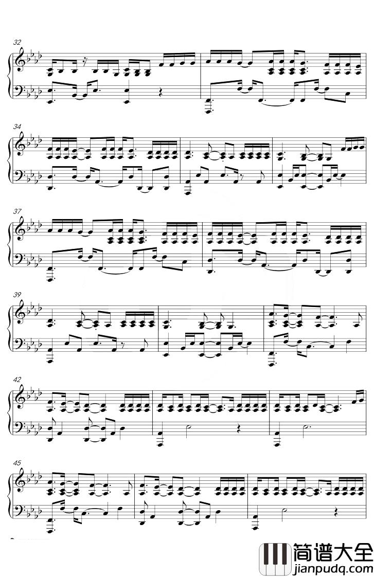 透明钢琴谱_邓紫棋_bA调