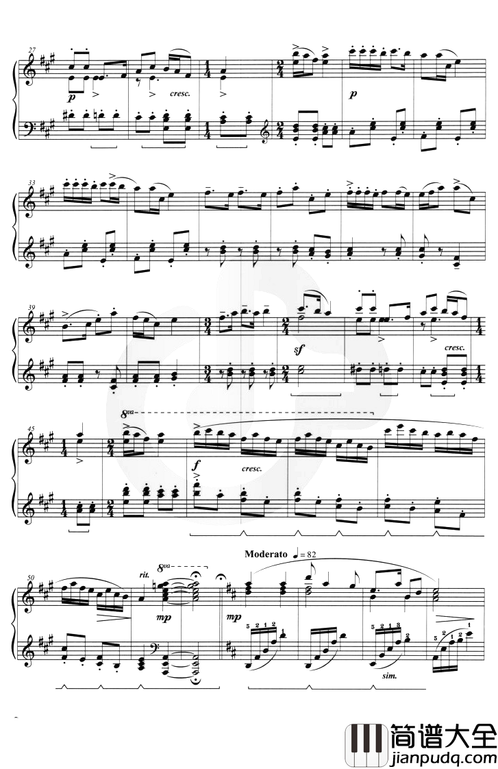 解放区的天钢琴谱_储望华_A调