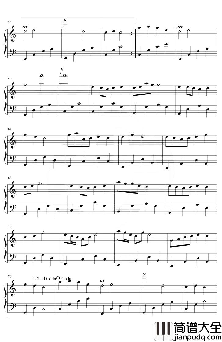 桃花笑钢琴谱_西门振_C调_电视剧_小女花不弃_片头曲