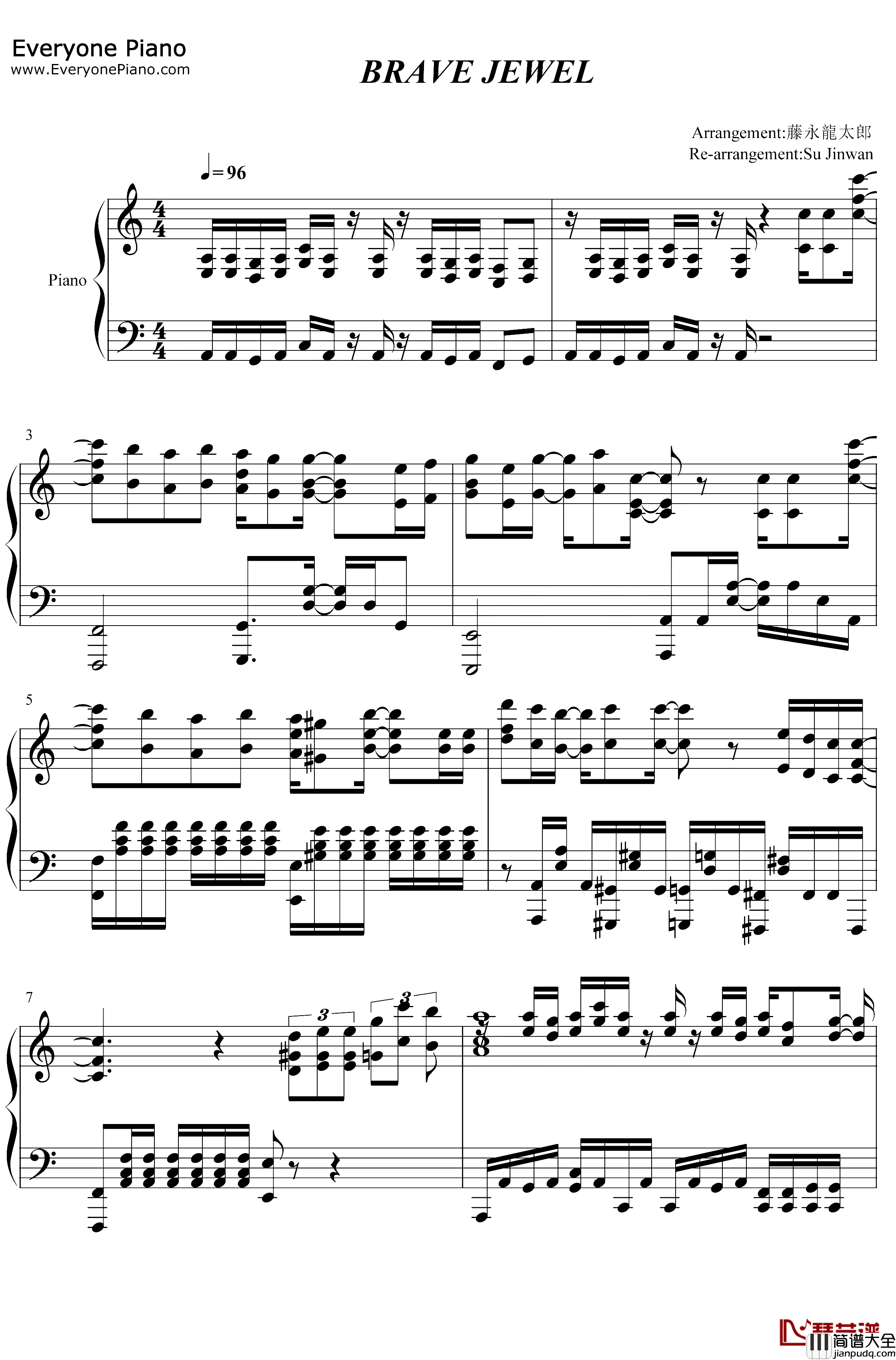 BRAVE_JEWEL钢琴谱_Roselia_BanGDream第二期OP