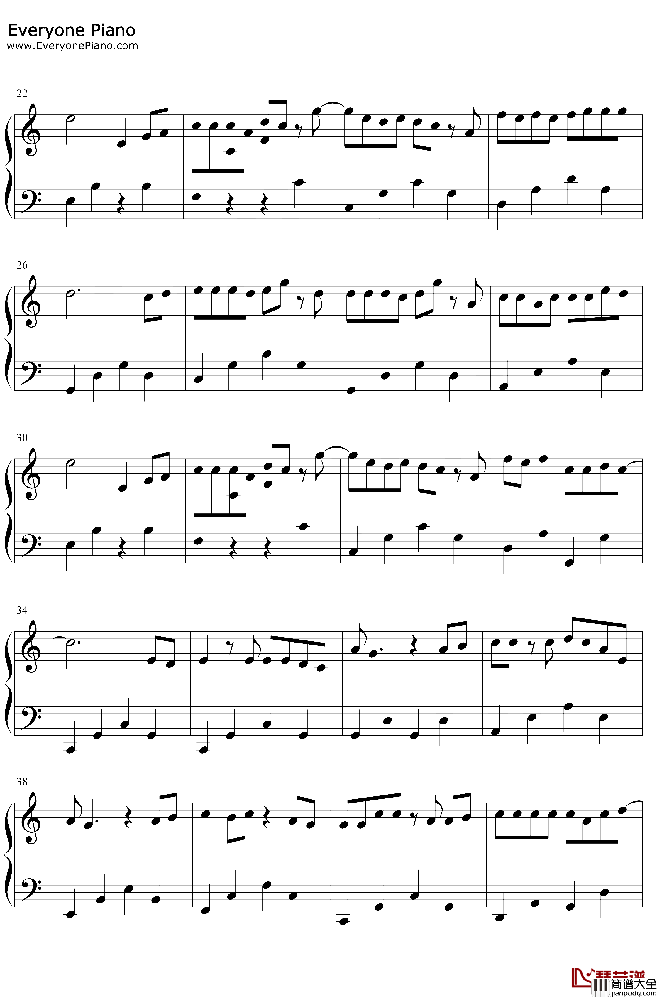 爱情堡垒钢琴谱_杨小壮_你像花儿一样很美美的让人沉醉_抖音热歌