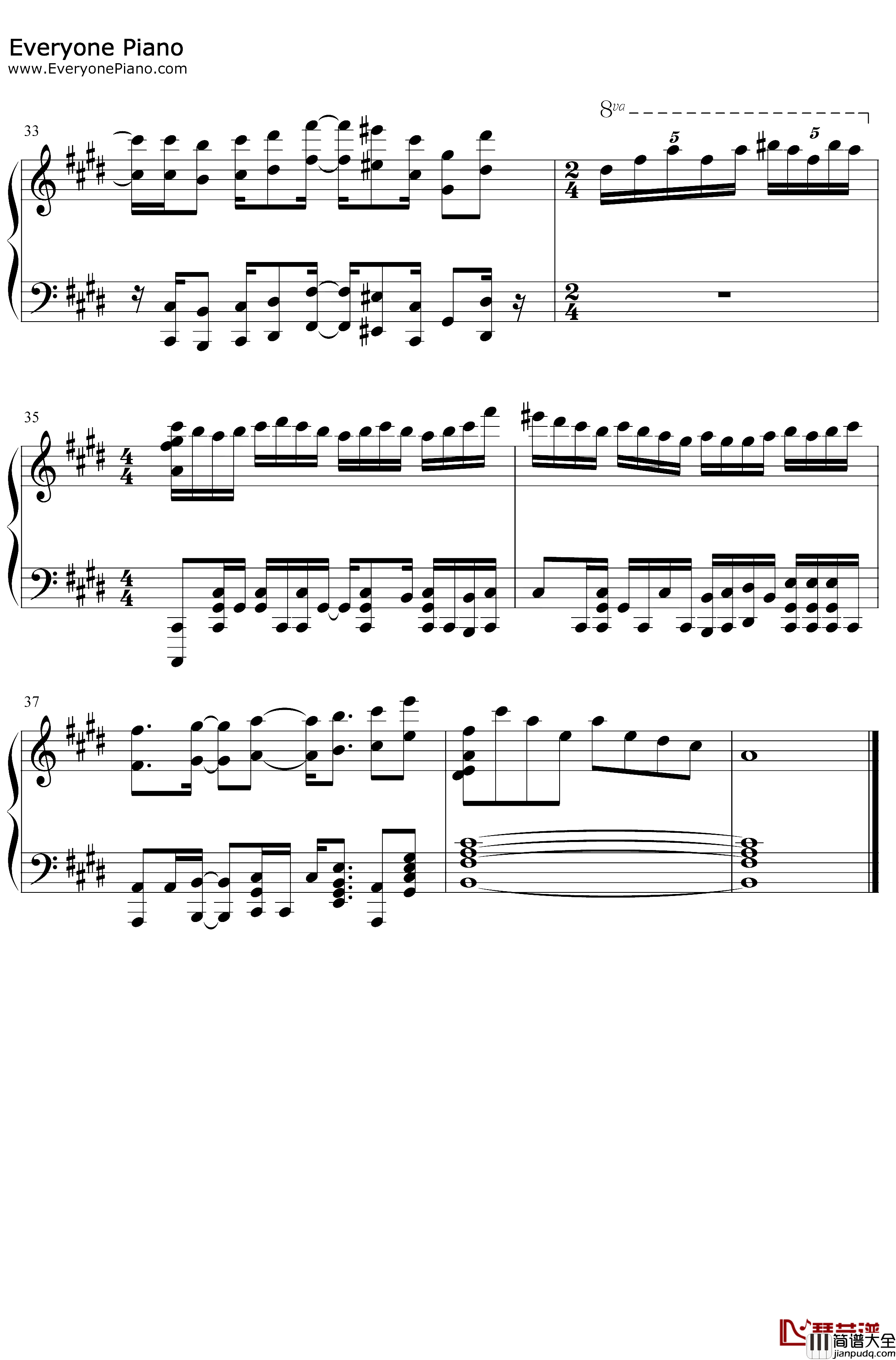 追击歼灭战钢琴谱_DNF_Pursuit_地下城与勇士