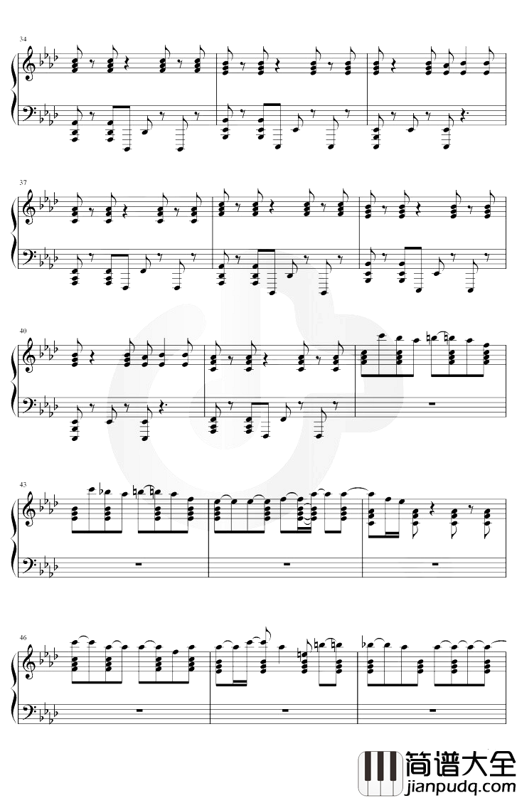 像暗杀似的绕到背后突然拥抱你钢琴谱_太一__f调