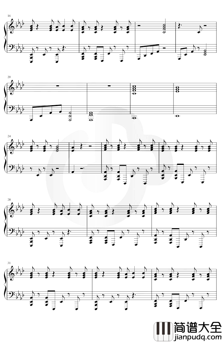 像暗杀似的绕到背后突然拥抱你钢琴谱_太一__f调