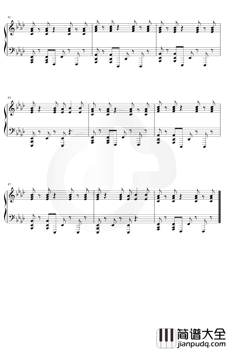 像暗杀似的绕到背后突然拥抱你钢琴谱_太一__f调