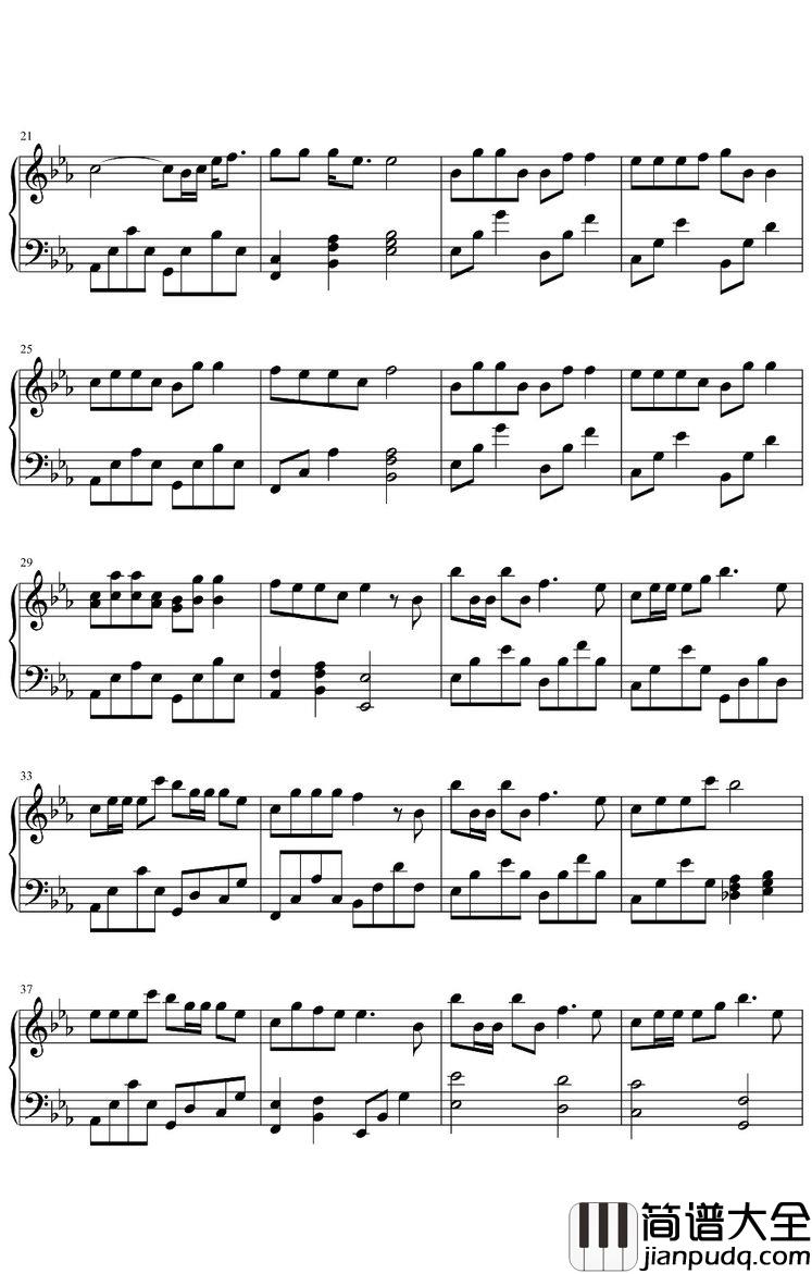 你笑起来真好看钢琴谱_林伟_降E调