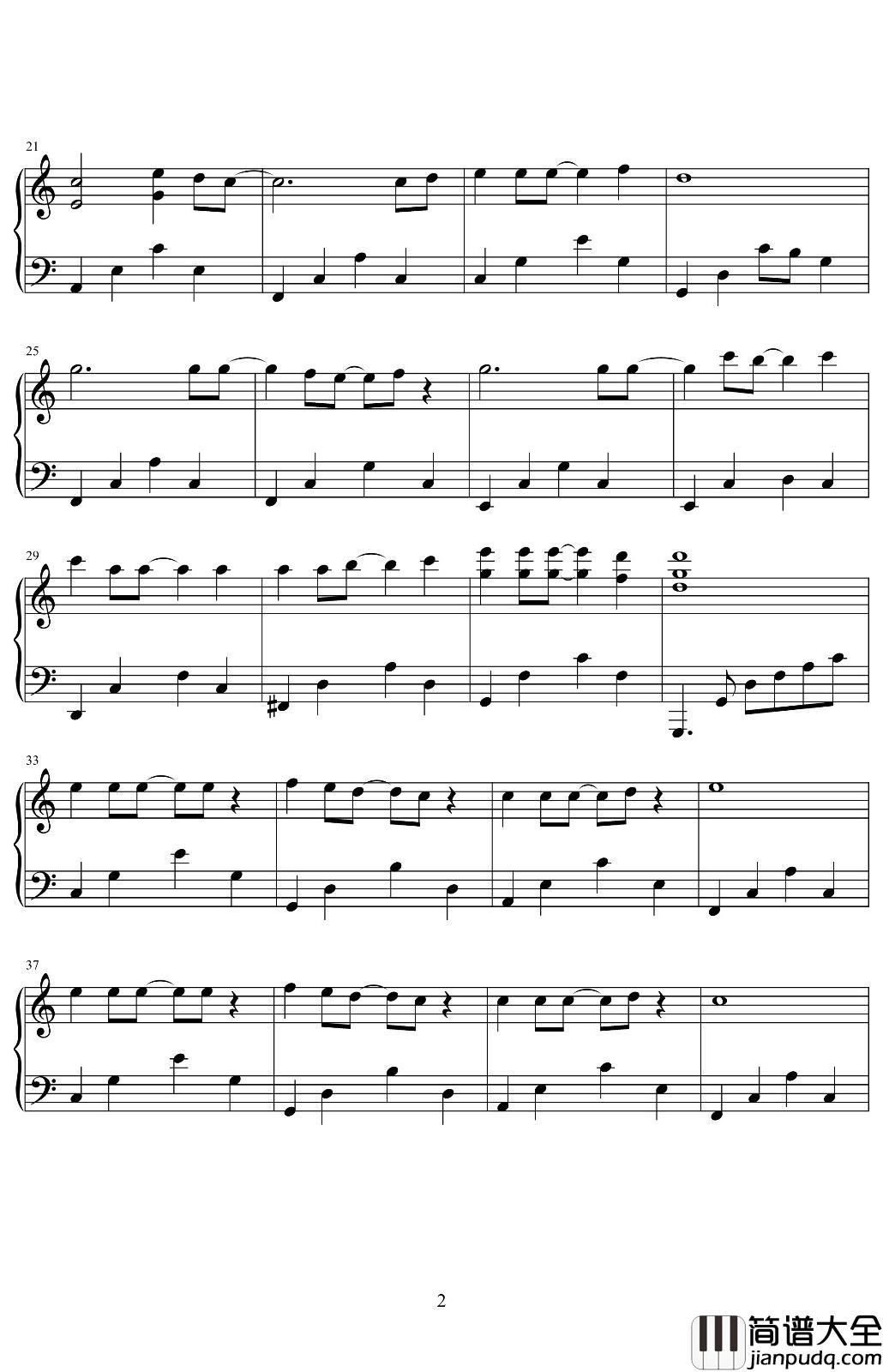 树读钢琴谱_王俊凯_C调简易版