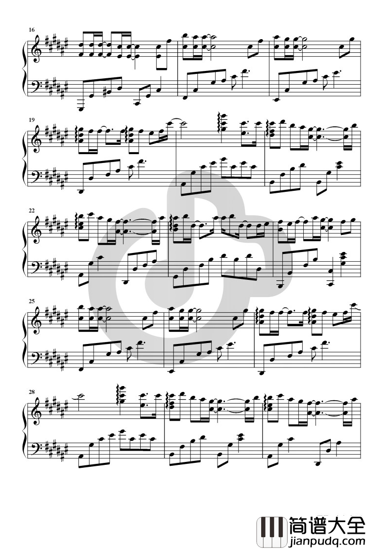 愿得一心人钢琴谱_周深_升F调_电视剧鹤唳华亭主题曲