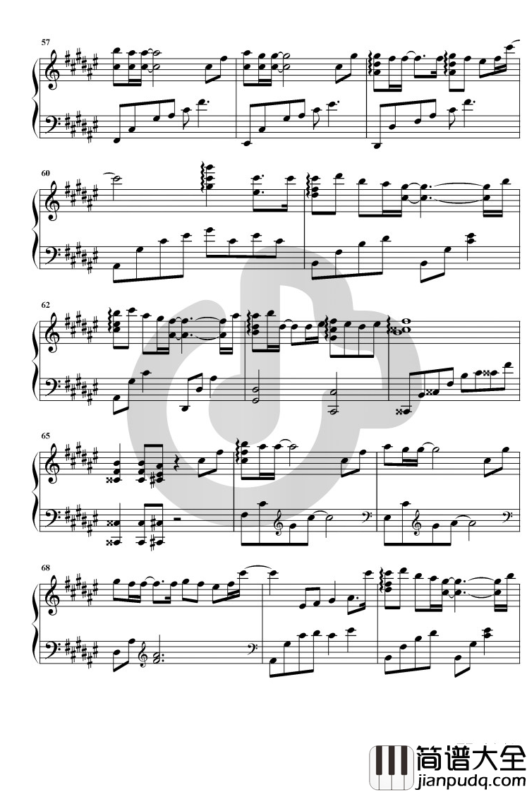 愿得一心人钢琴谱_周深_升F调_电视剧鹤唳华亭主题曲