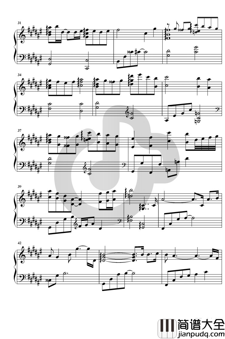 愿得一心人钢琴谱_周深_升F调_电视剧鹤唳华亭主题曲