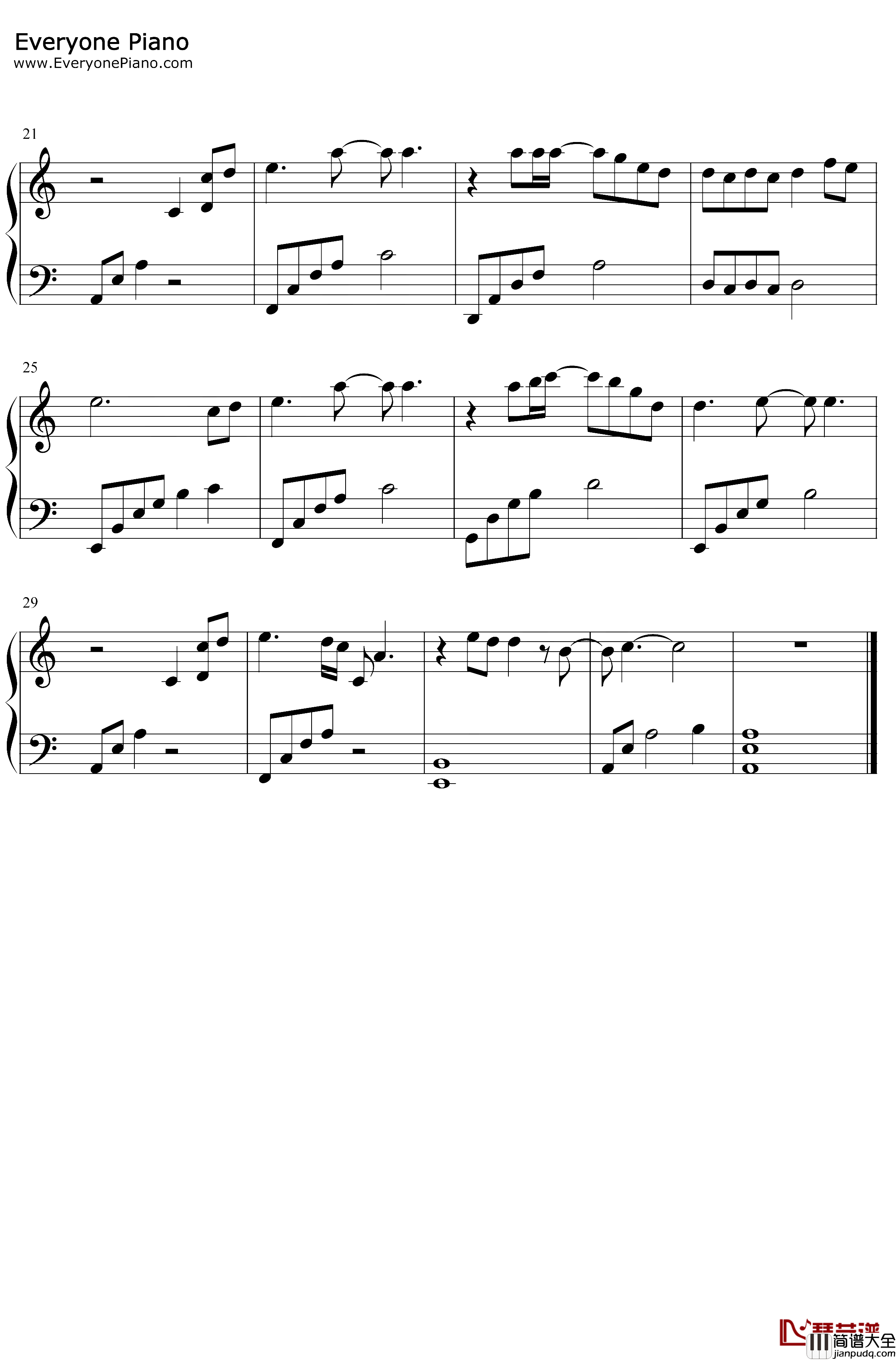 不忘钢琴谱_王一博_陈情令蓝忘机人物主题曲