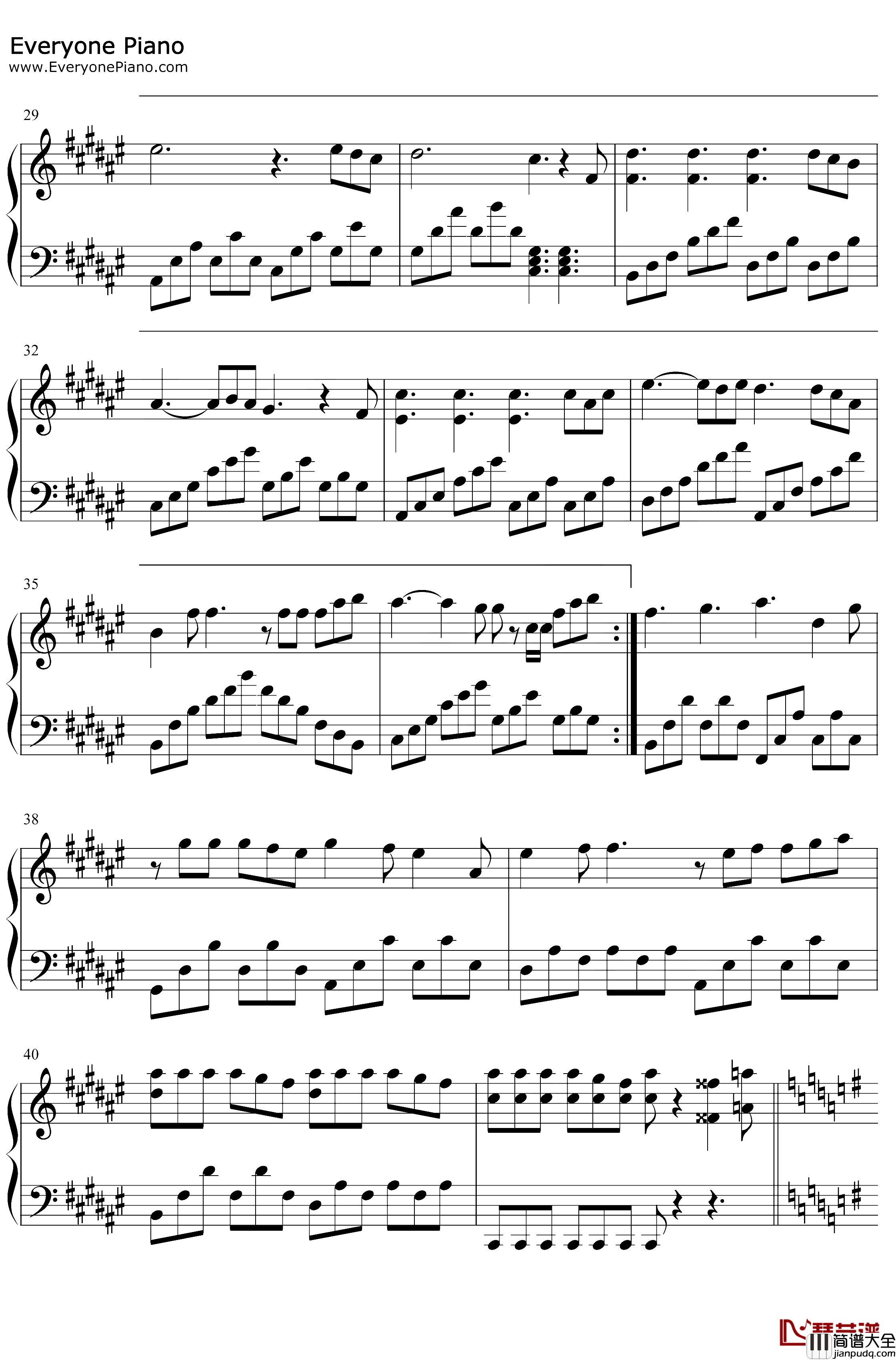 Wonderful_U钢琴谱_AGA_简单版_瞬间就沦陷的抖音热歌