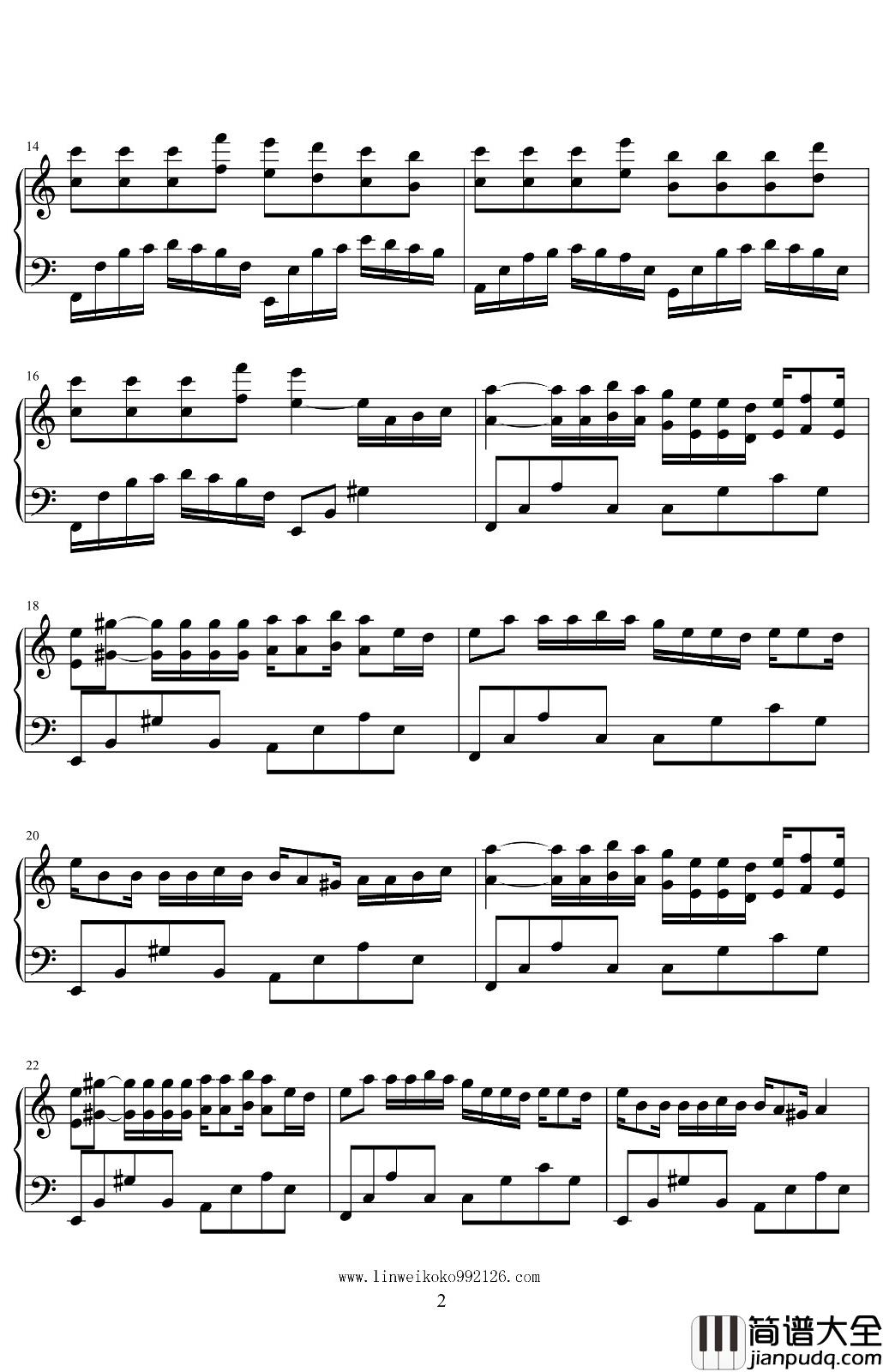 易燃易爆炸钢琴谱_陈粒__C调简易版