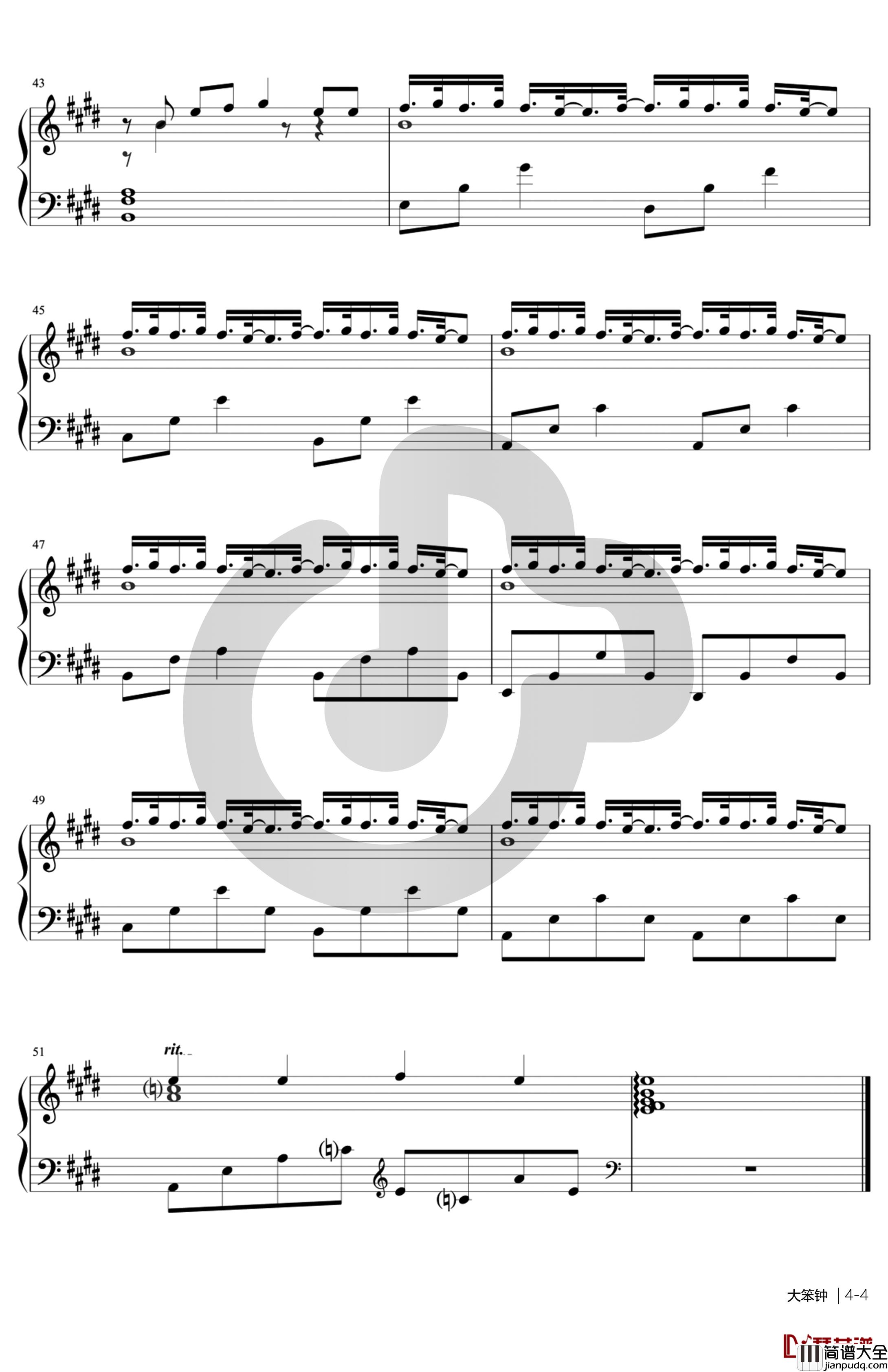 大笨钟钢琴谱__周杰伦__E调弹唱谱