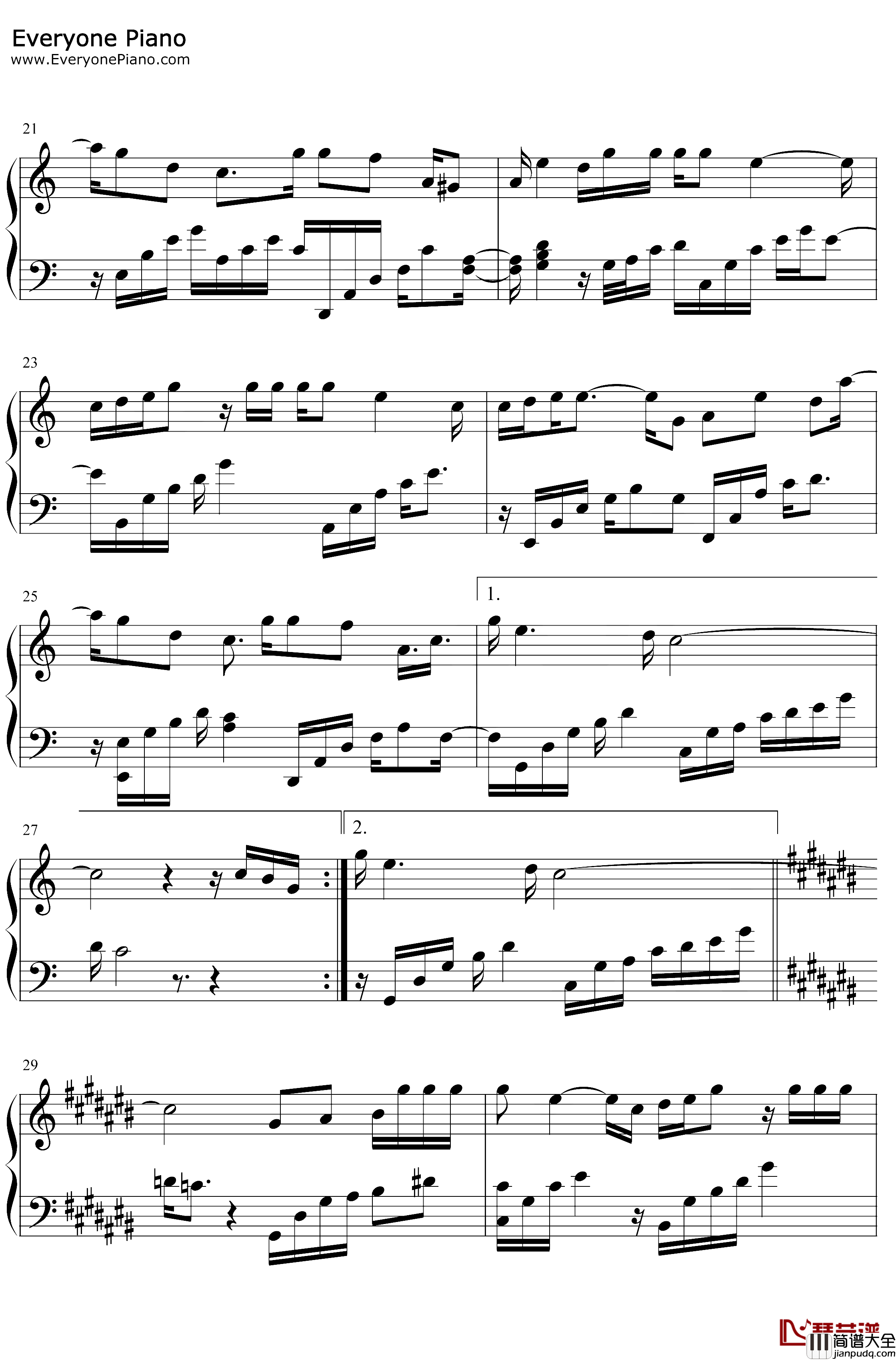 月夜钢琴谱_双笙妖扬_传闻中的陈芊芊片头曲