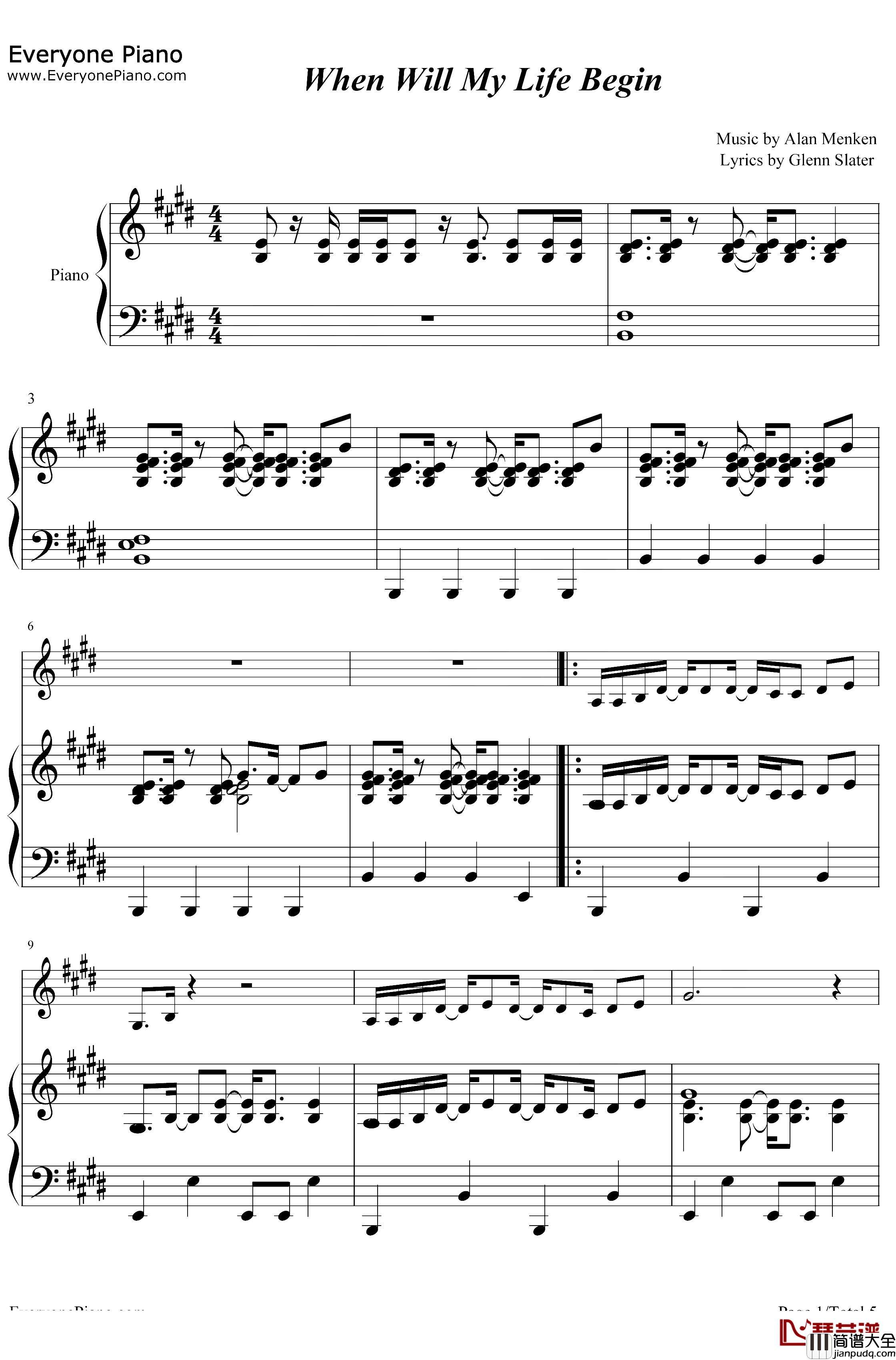 When_WillMy_Life_Begin钢琴谱_Mandy_Moore_魔发奇缘OST