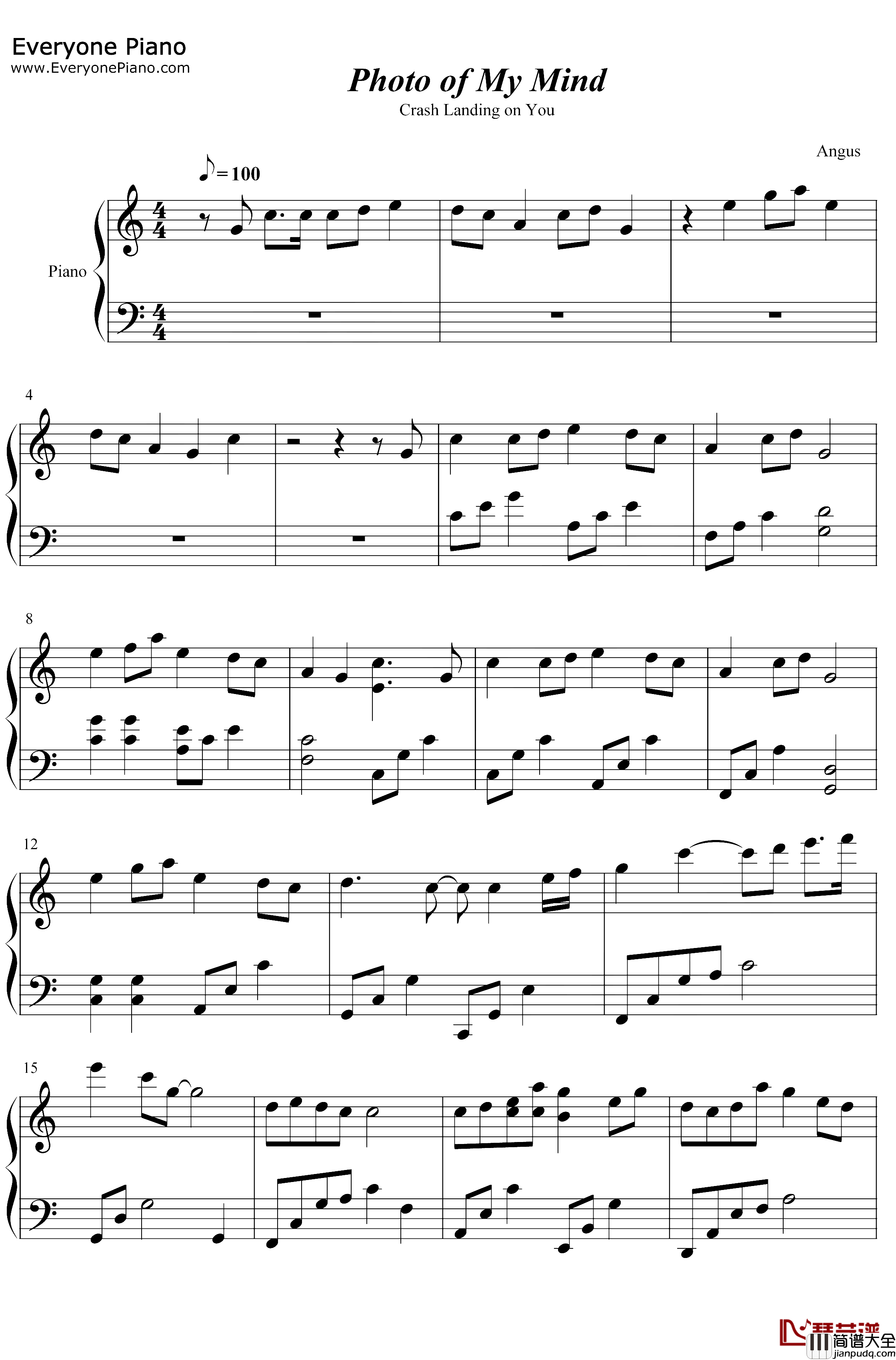 Photo_of_My_Mind钢琴谱_宋佳人_爱的迫降OST