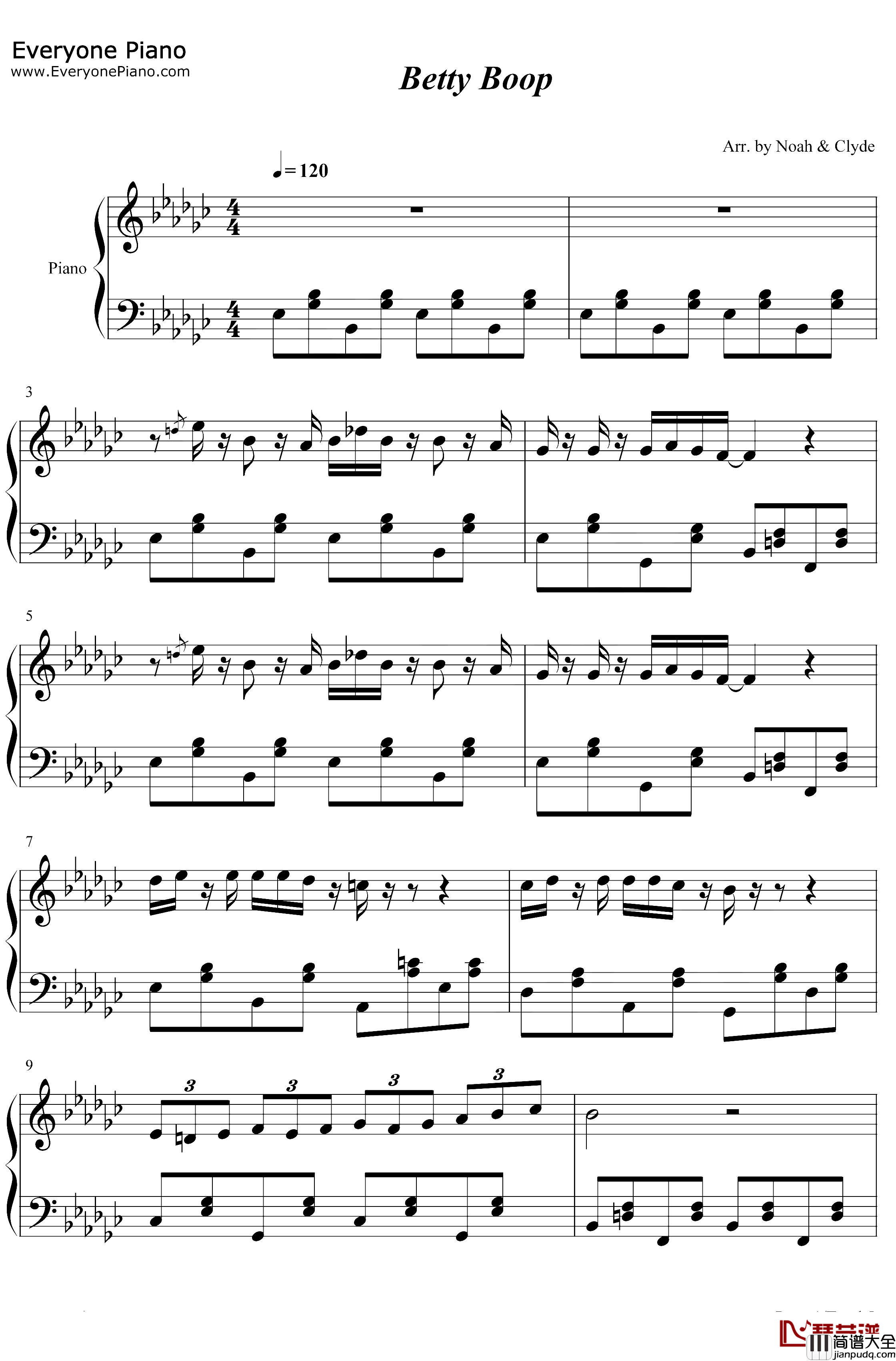 Betty_Boop钢琴谱_CharliePuth_抖音一夜爆红的魔性洗脑神曲