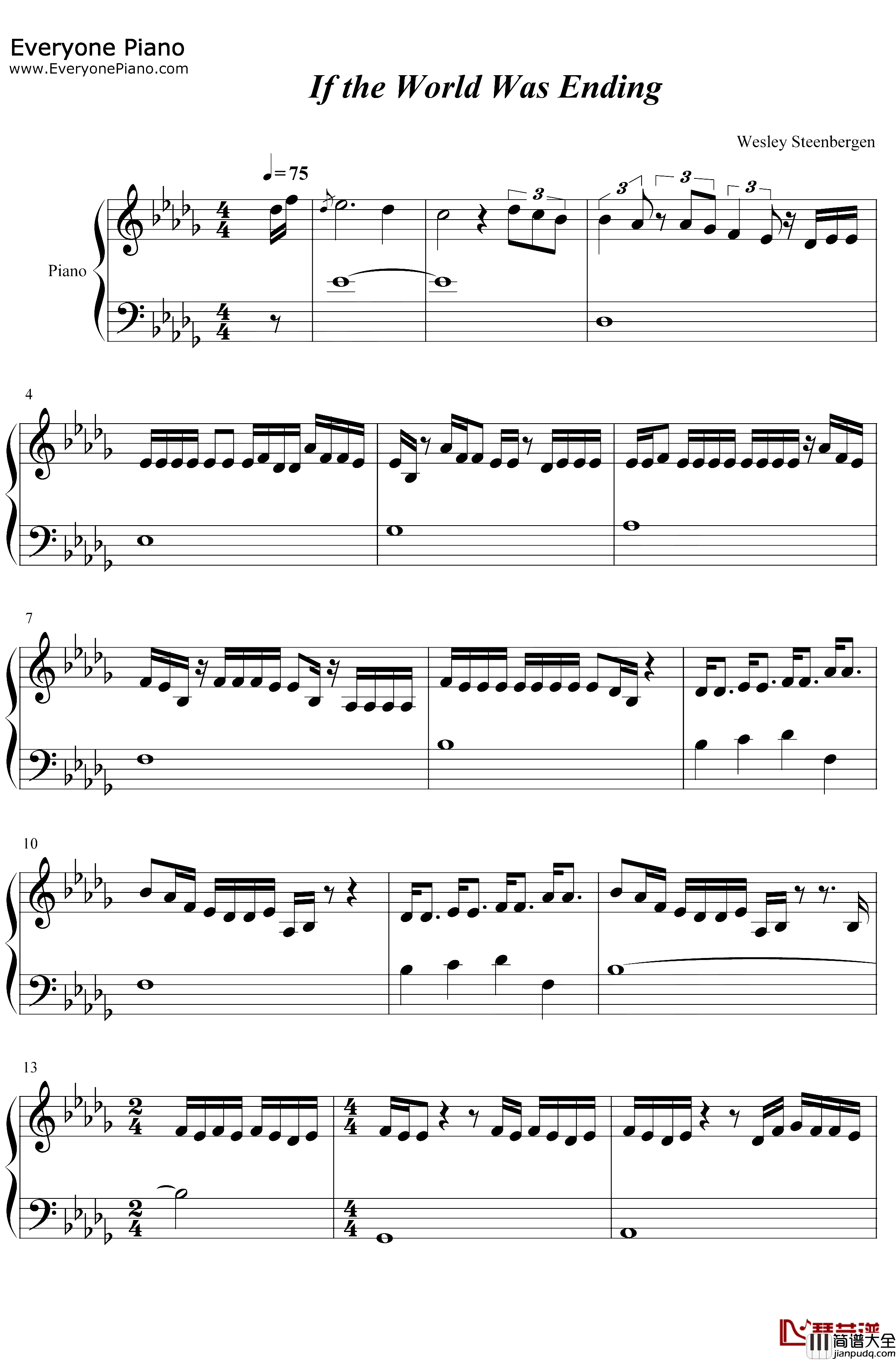 If_the_World_Was_Ending钢琴谱_JP_Saxe_Julia_Michaels