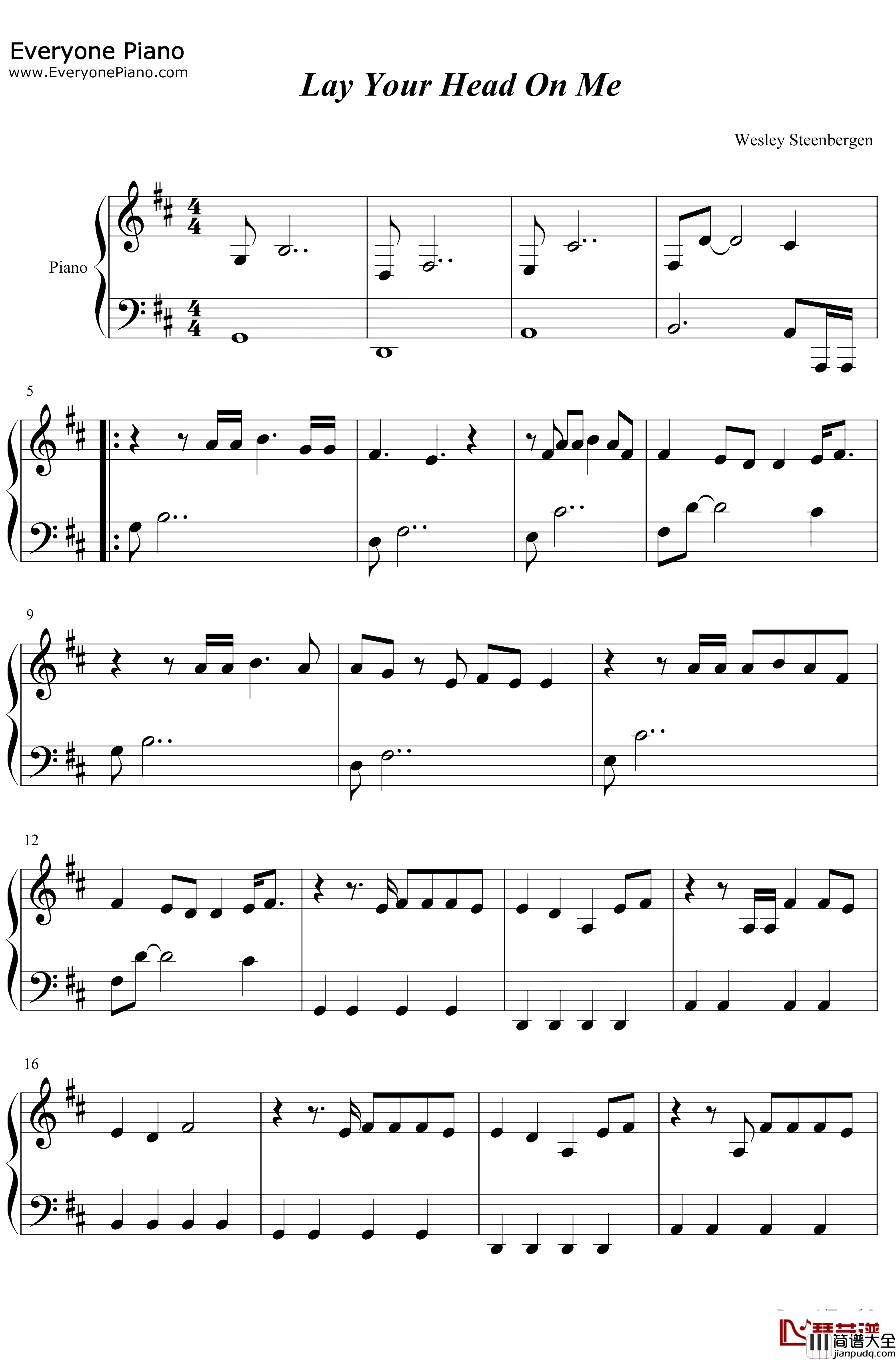 Lay_Your_Head_On_Me钢琴谱_MajorLazerMarcusMumford