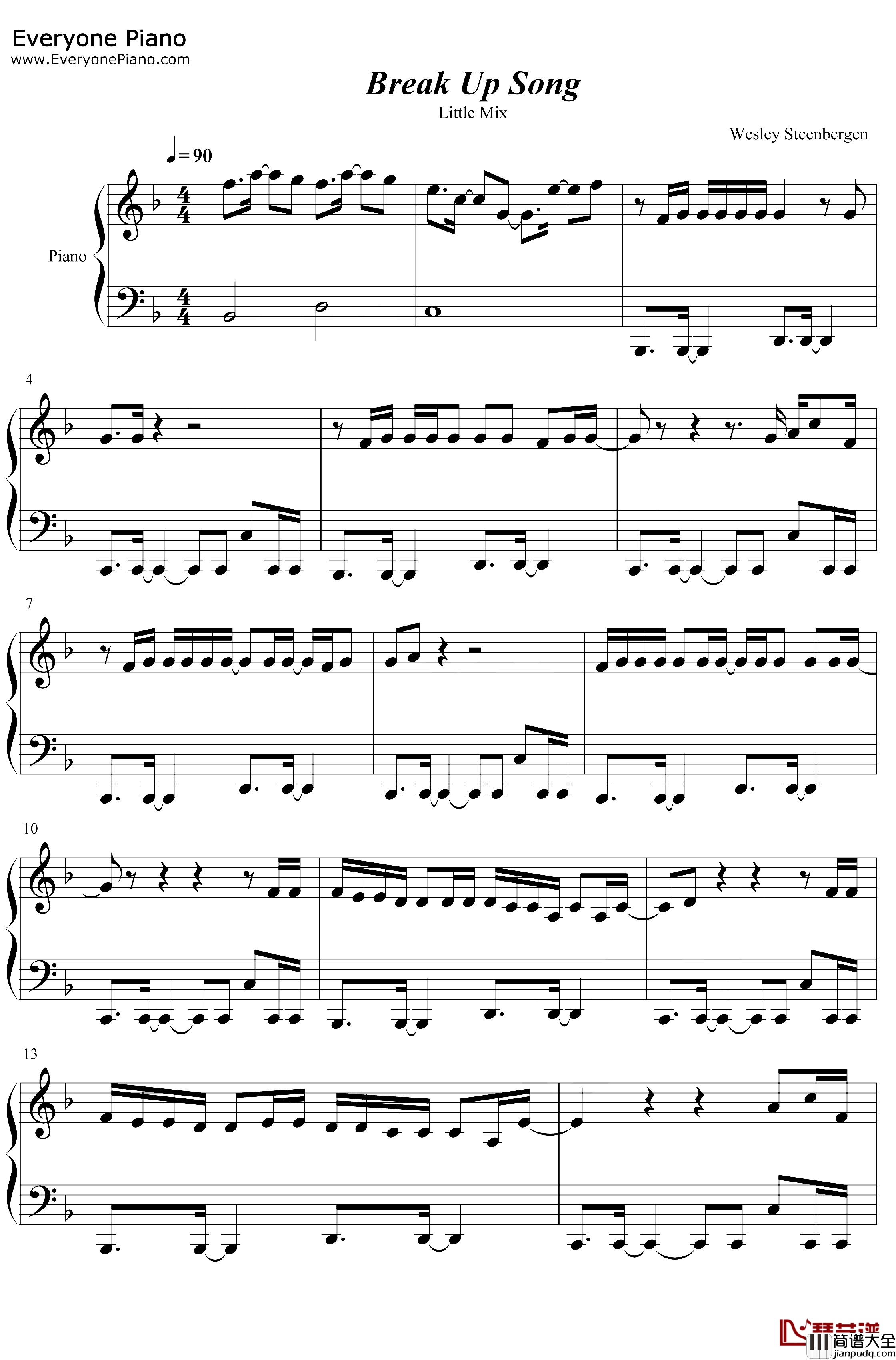 Break_Up_Song钢琴谱_Little_Mix