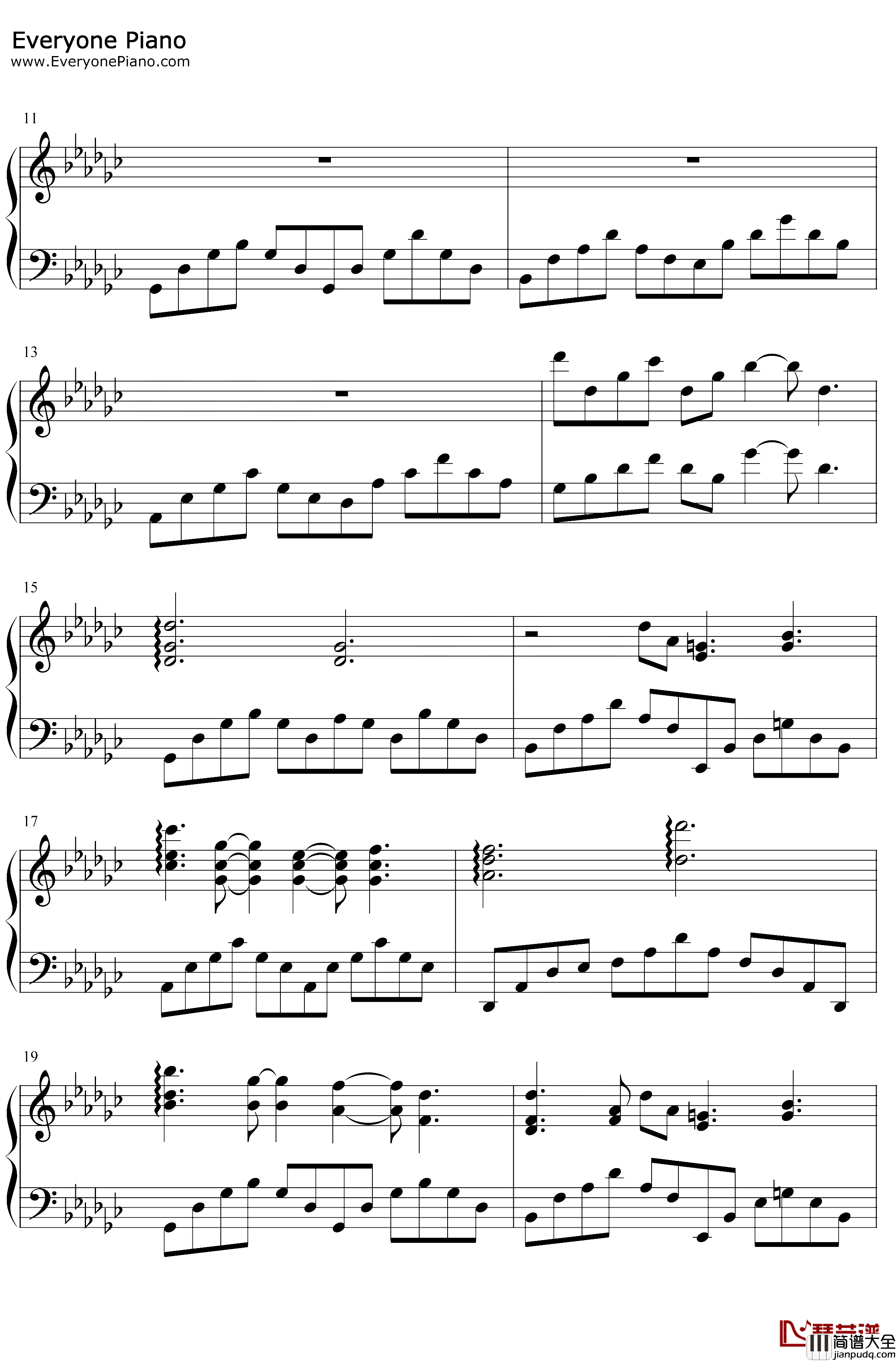 喜欢你钢琴谱_徐佳莹_伴奏谱