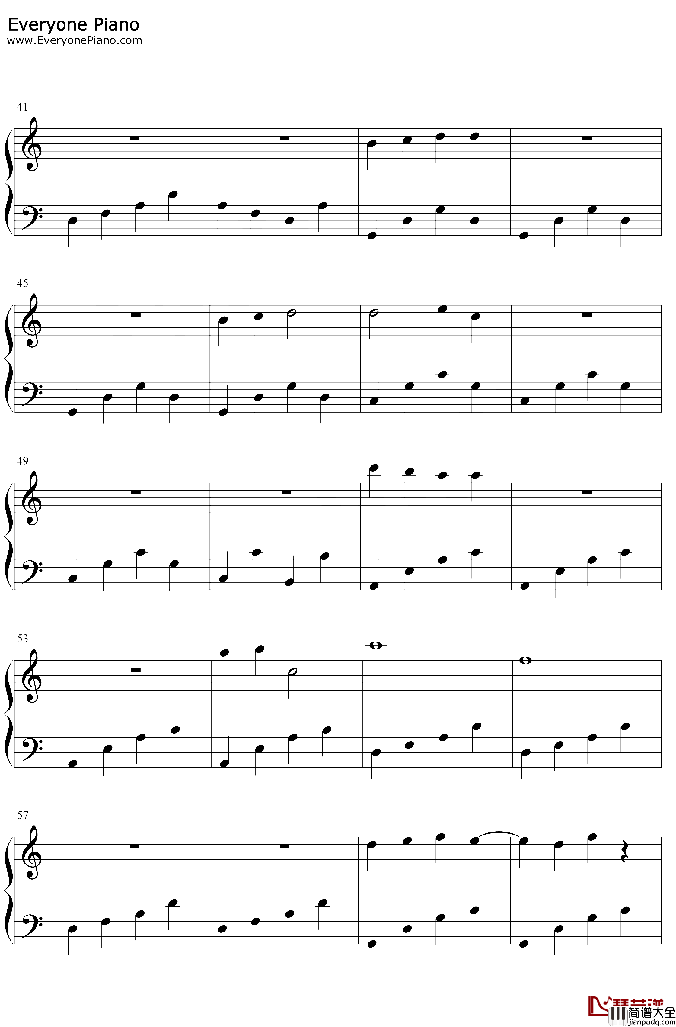 冬表树钢琴谱_班得瑞_爱的旋律_班得瑞