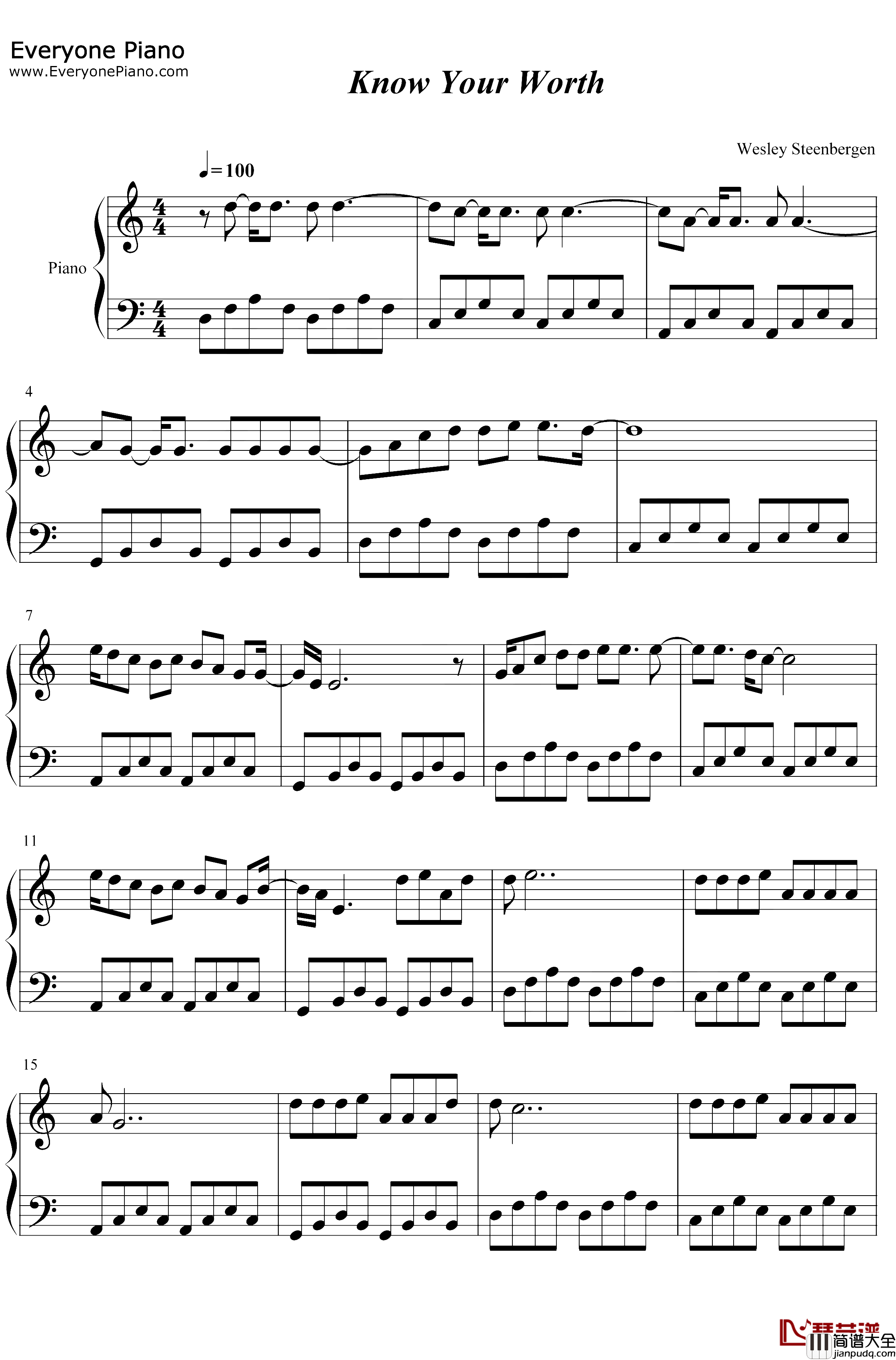 Know_Your_Worth钢琴谱_Khalid_Disclosure