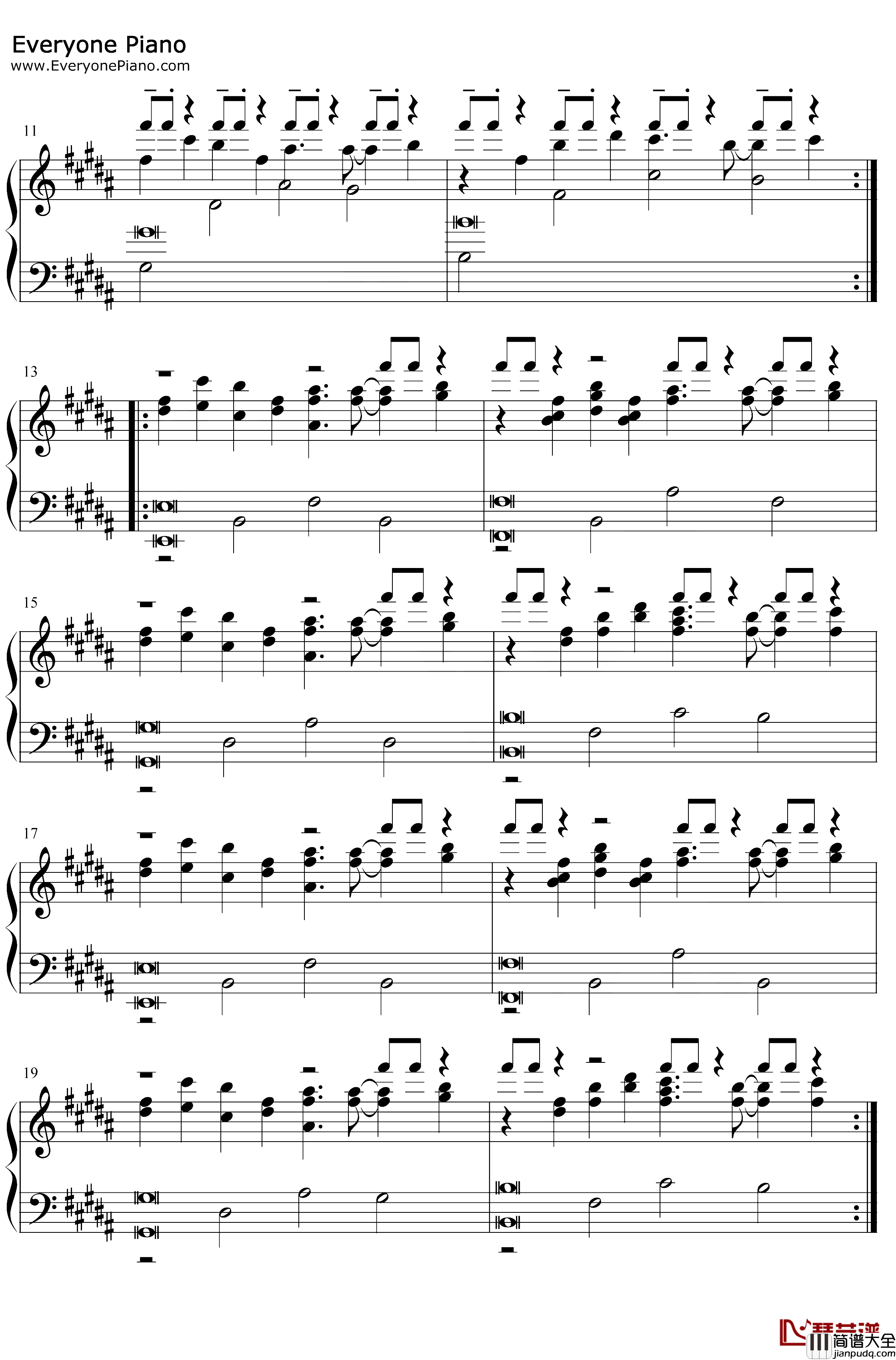 His_Theme钢琴谱_TobyFox_Undertale背景音乐