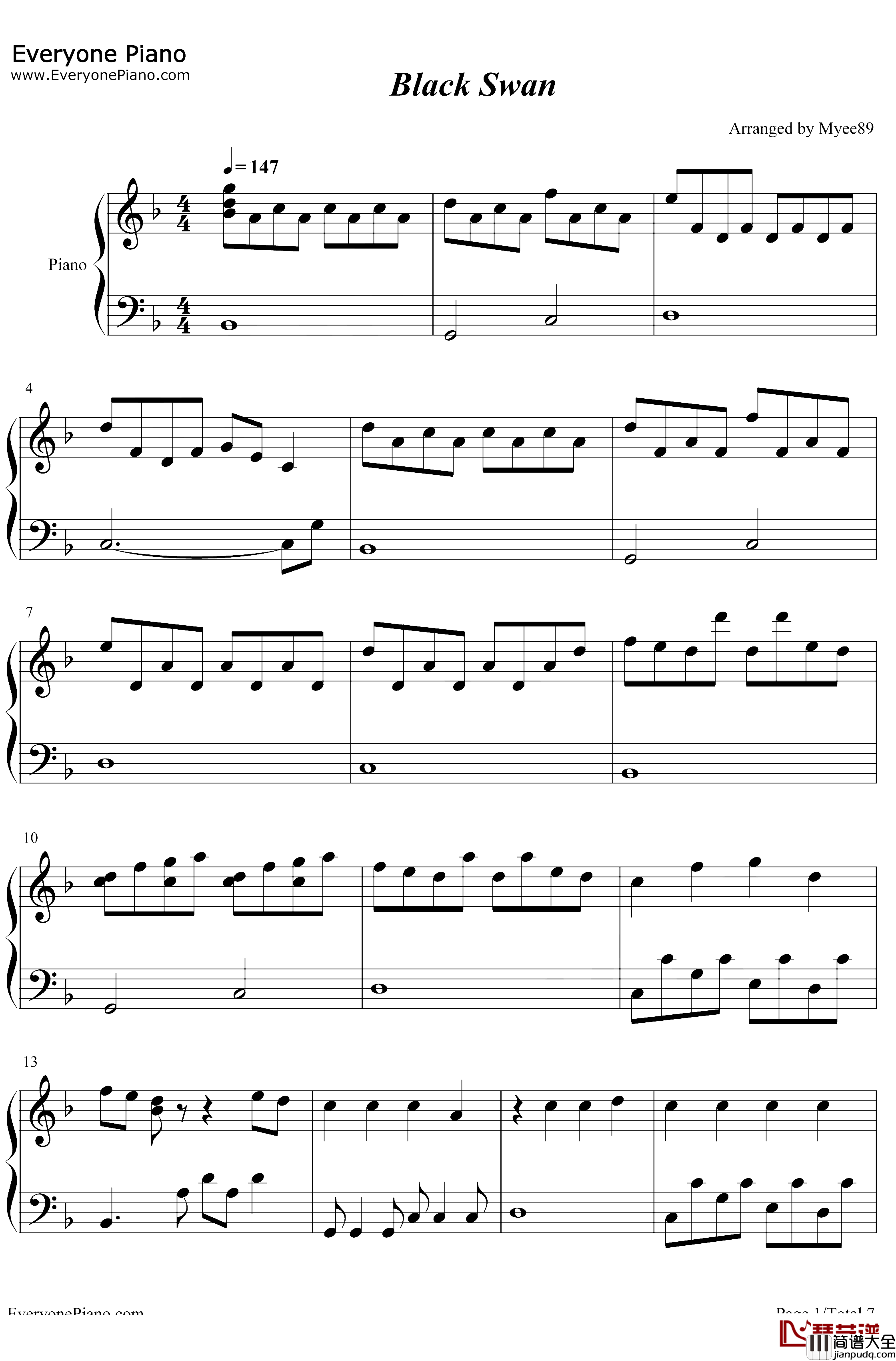 Black_Swan钢琴谱_防弹少年团_防弹少年团