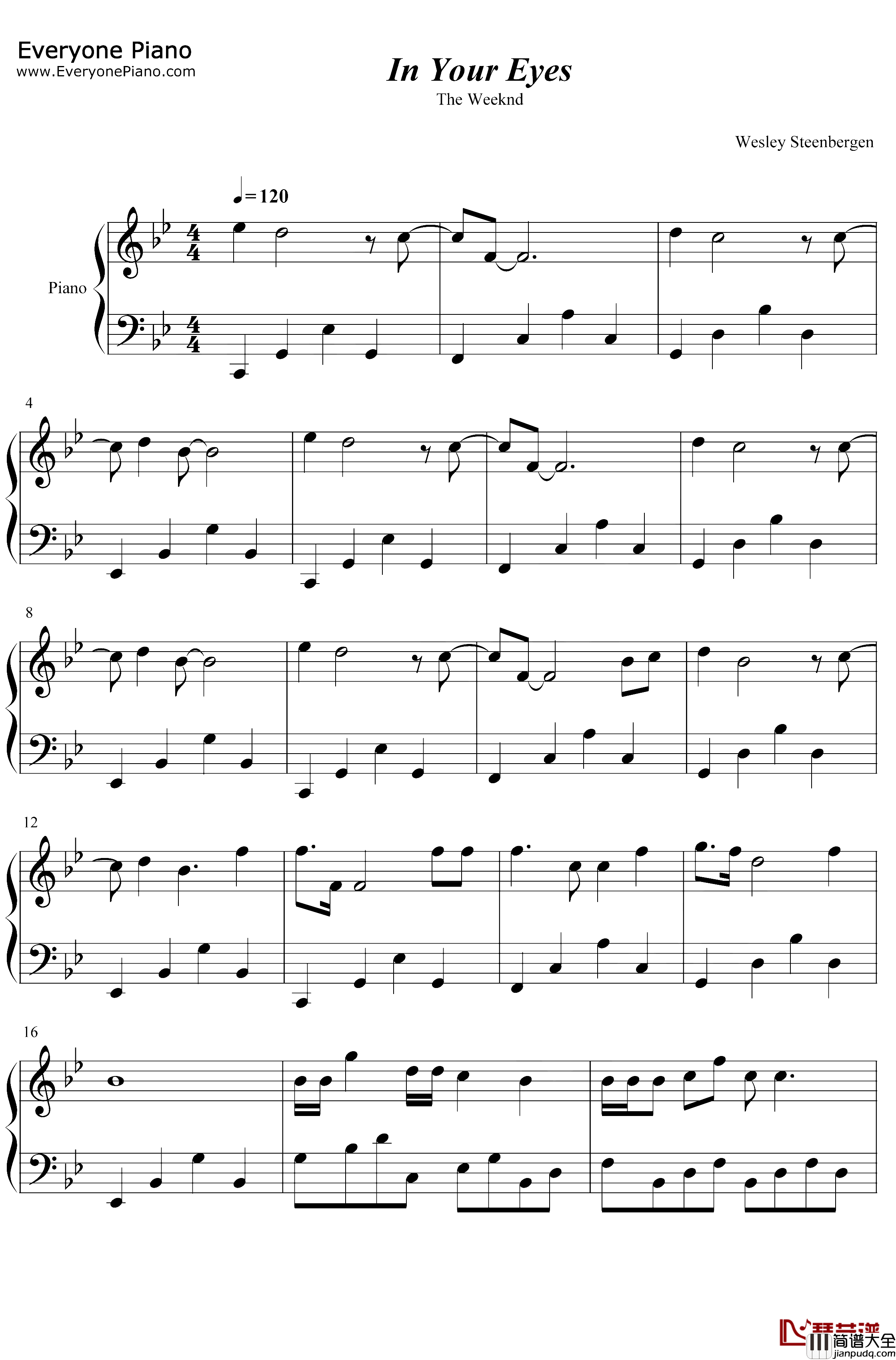 In_Your_Eyes钢琴谱_The_Weeknd