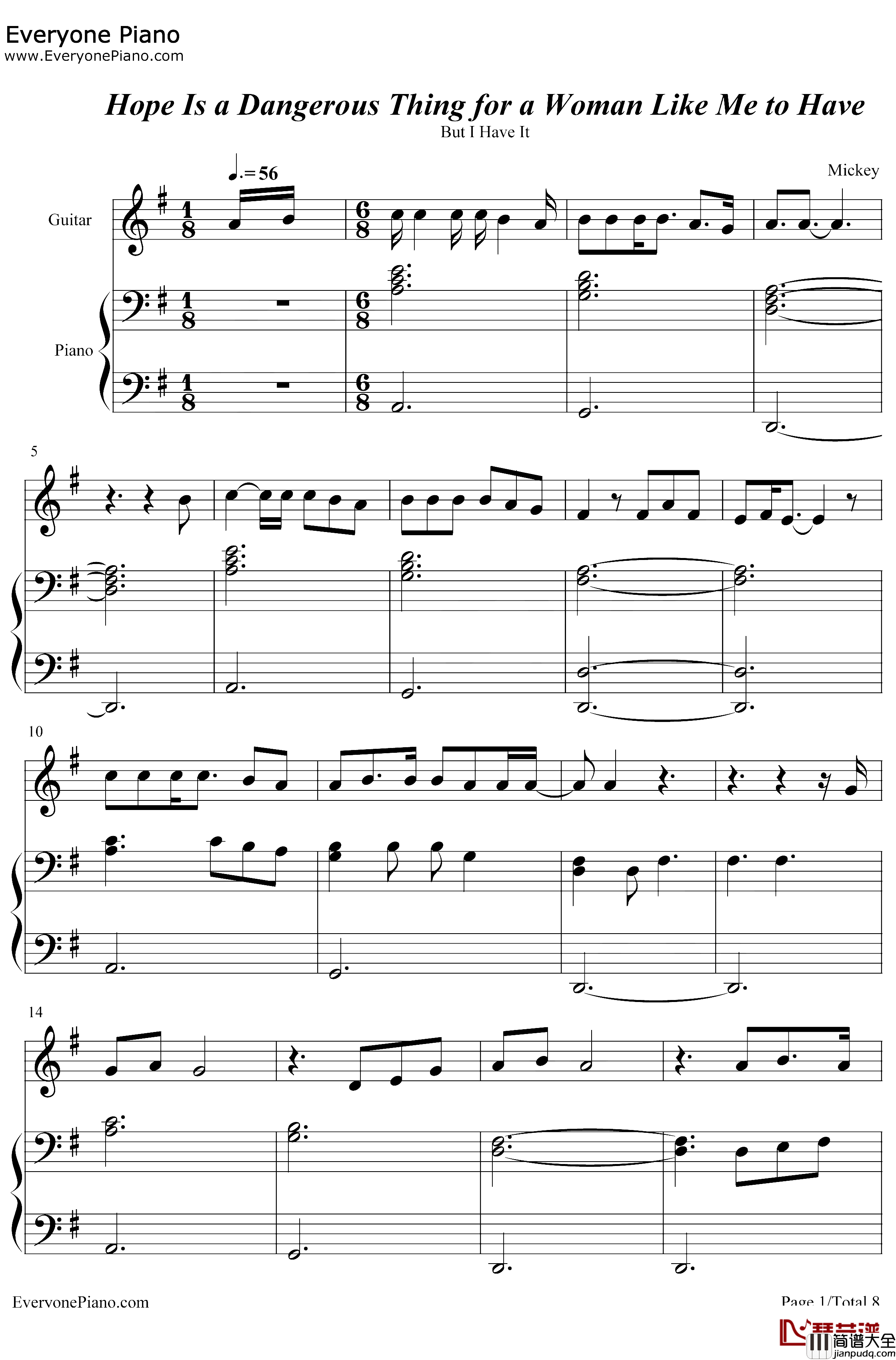 Hope_Is_a_Dangerous_Thing_for_a_Woman_Like_Me_to_Have–but_I_HaveIt钢琴谱_Lana_Del_Rey