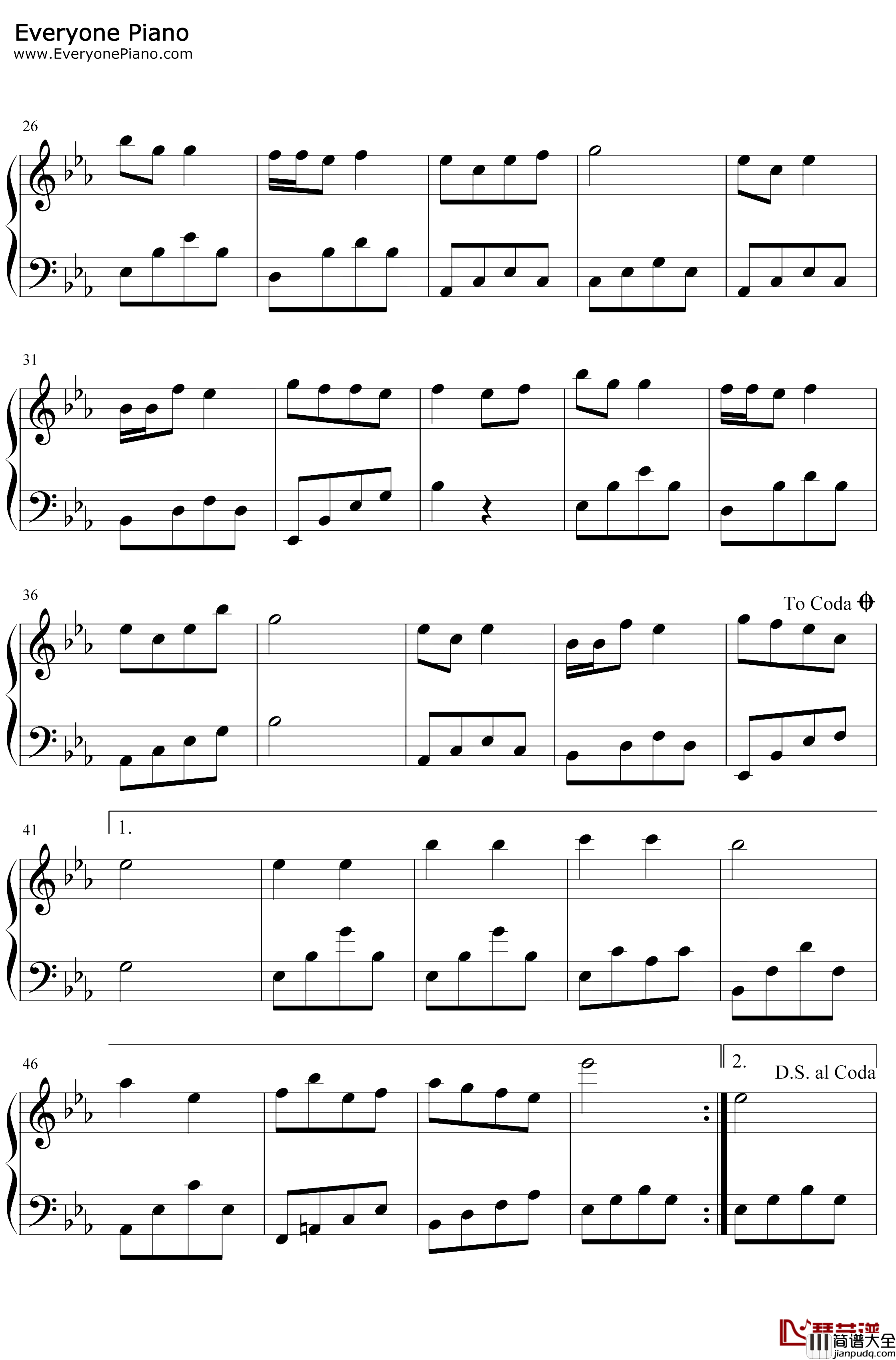 听我说谢谢你钢琴谱_李昕融_因为有你温暖了四季_抖音热歌