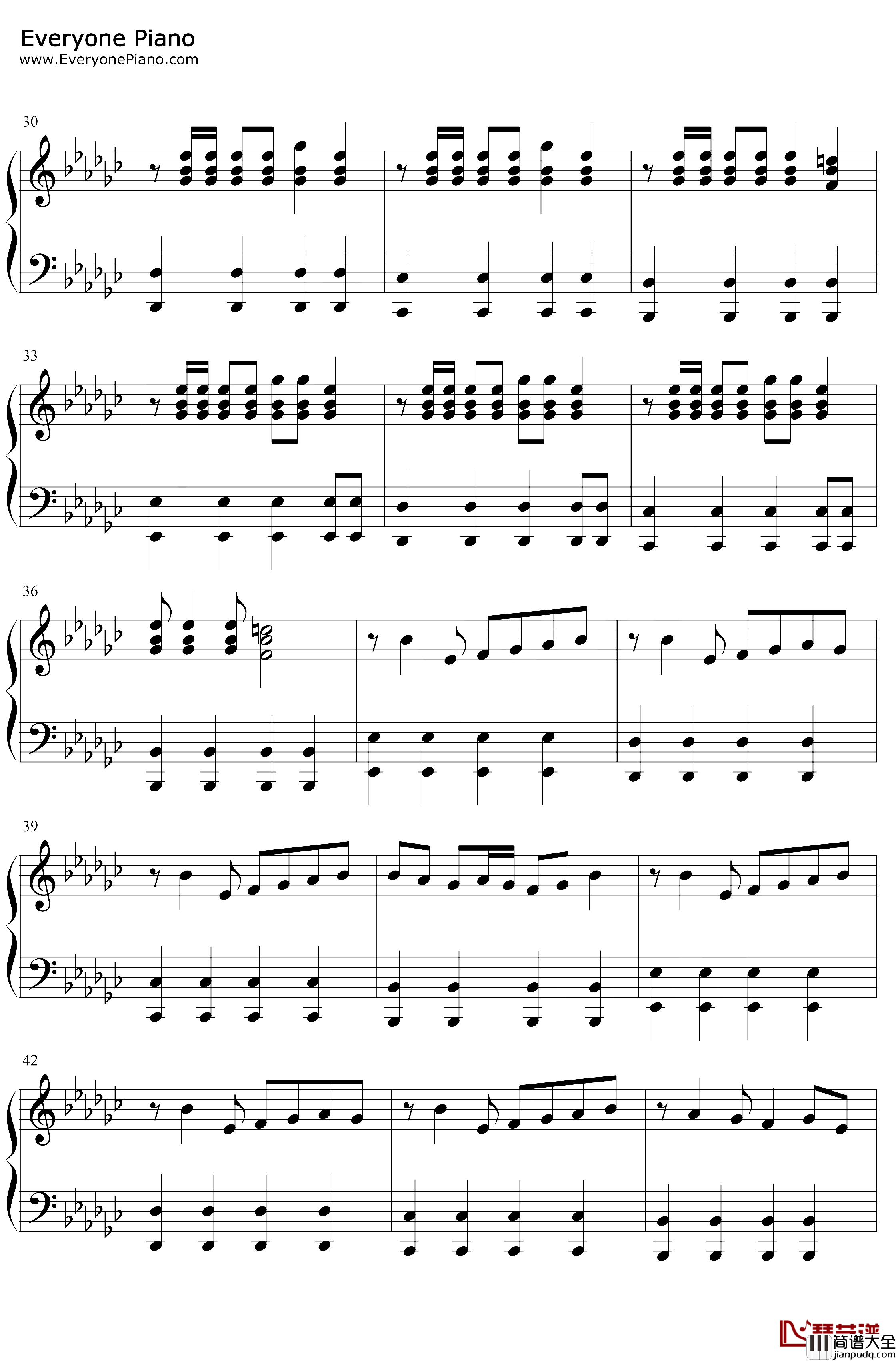 达拉崩吧钢琴谱_洛天依言和_完整好听版