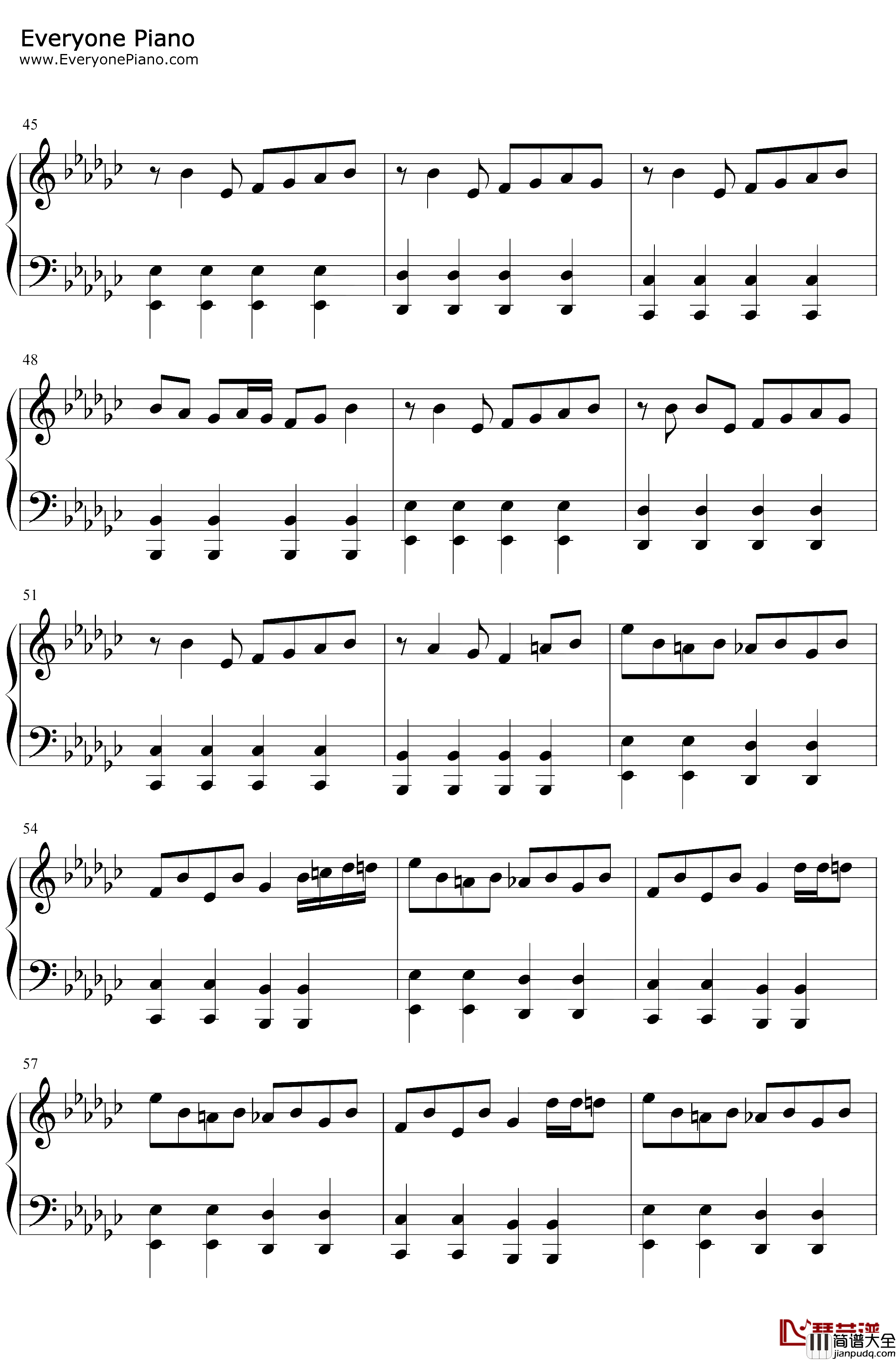 达拉崩吧钢琴谱_洛天依言和_完整好听版