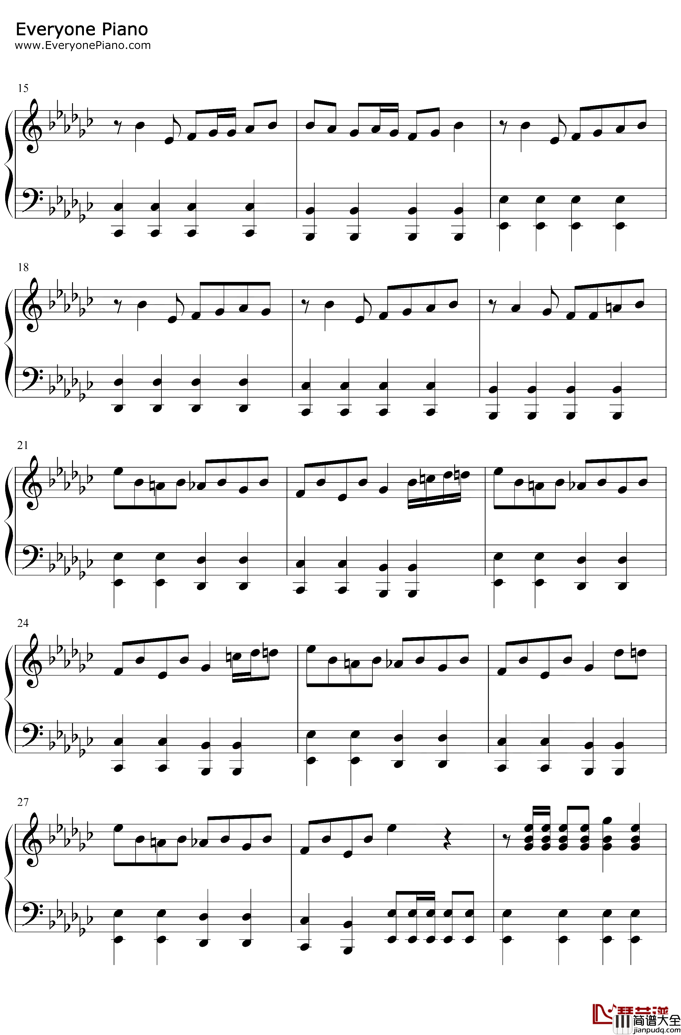 达拉崩吧钢琴谱_洛天依言和_完整好听版