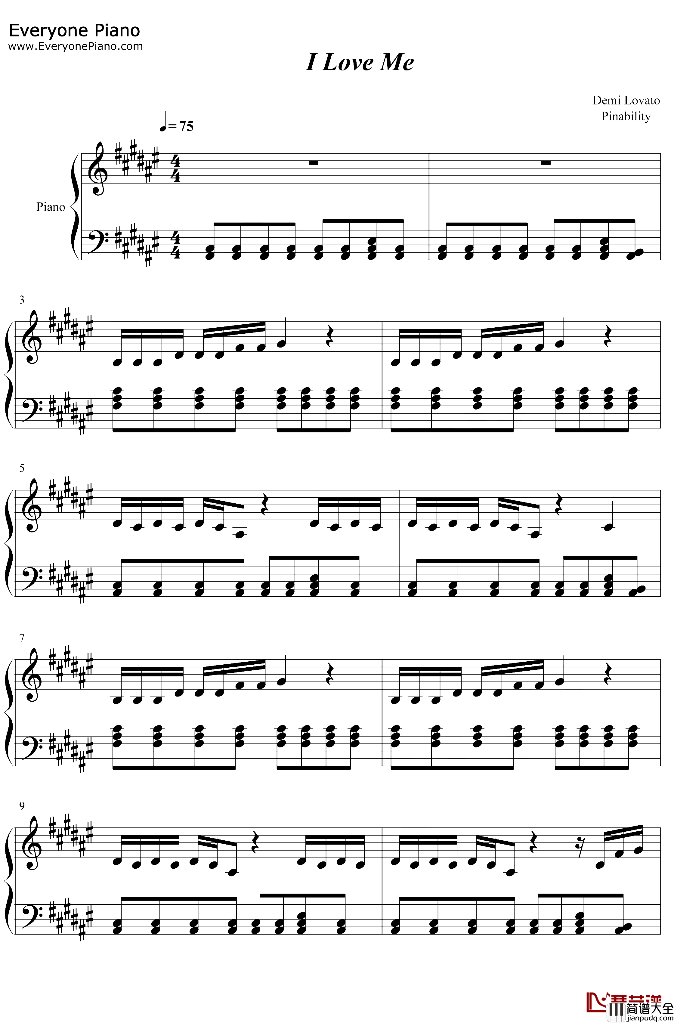 I_Love_Me钢琴谱_Demi_Lovato